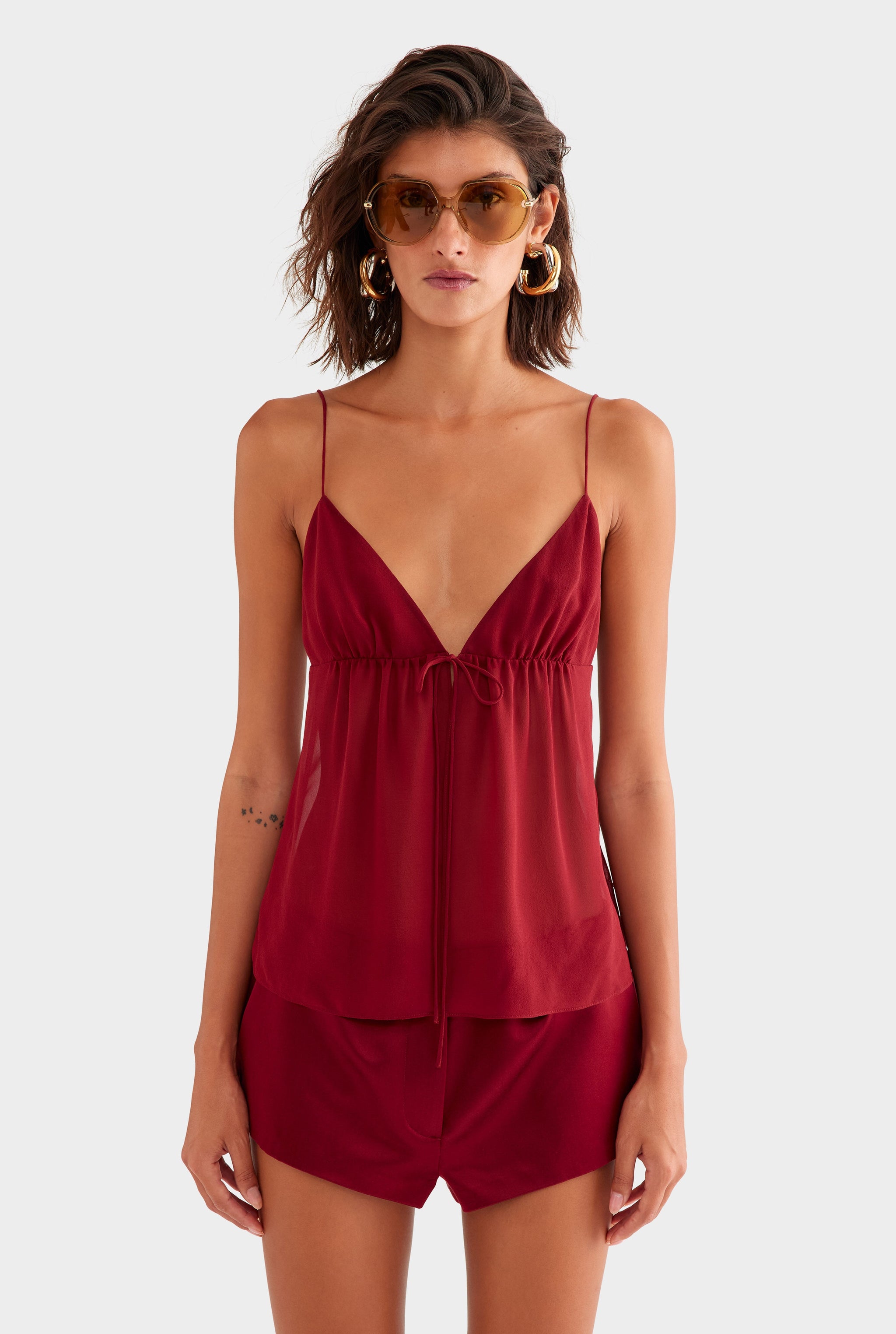 Silk Cotton Mini Short - Pomegranate