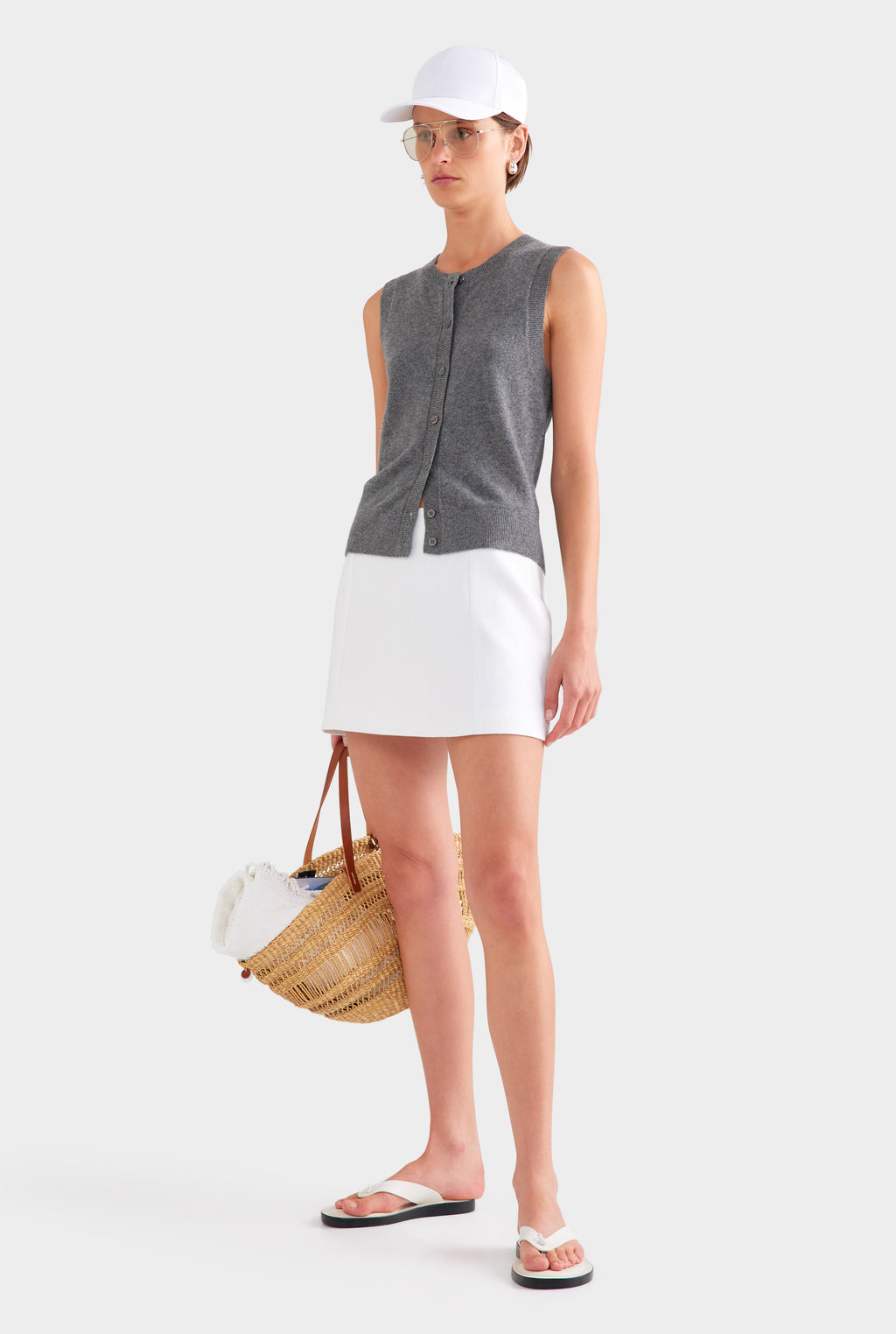 Linen Mini Skirt - White