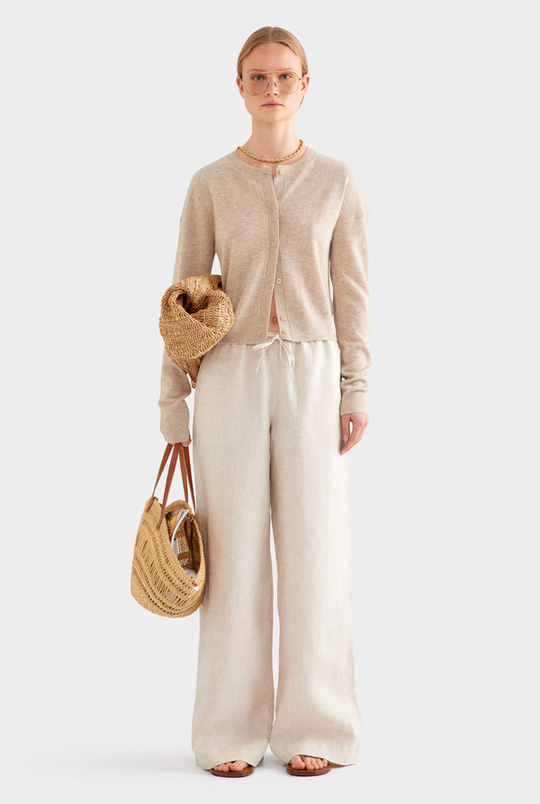 Dropshoulder Cashmere Cardigan - Sand