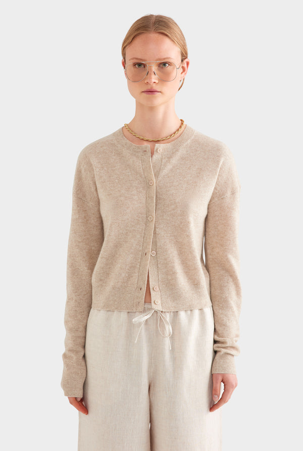 Dropshoulder Cashmere Cardigan - Sand
