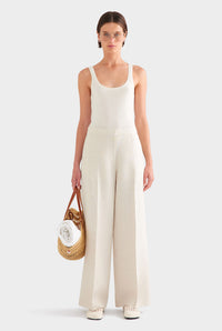 Heavyweight Panelled Linen Pant - Sand