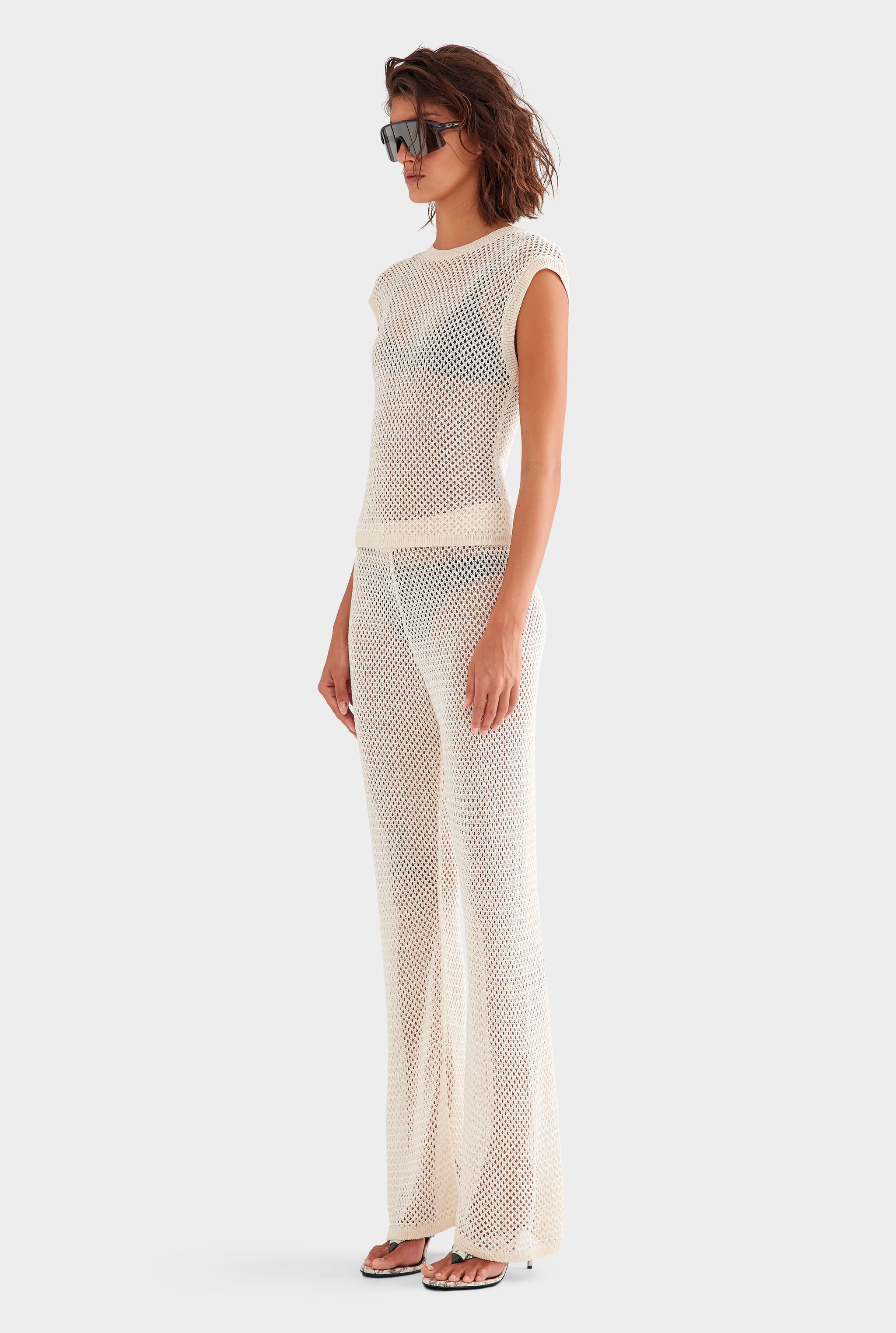 Crochet Cotton Nylon Pant - Off White/Natural