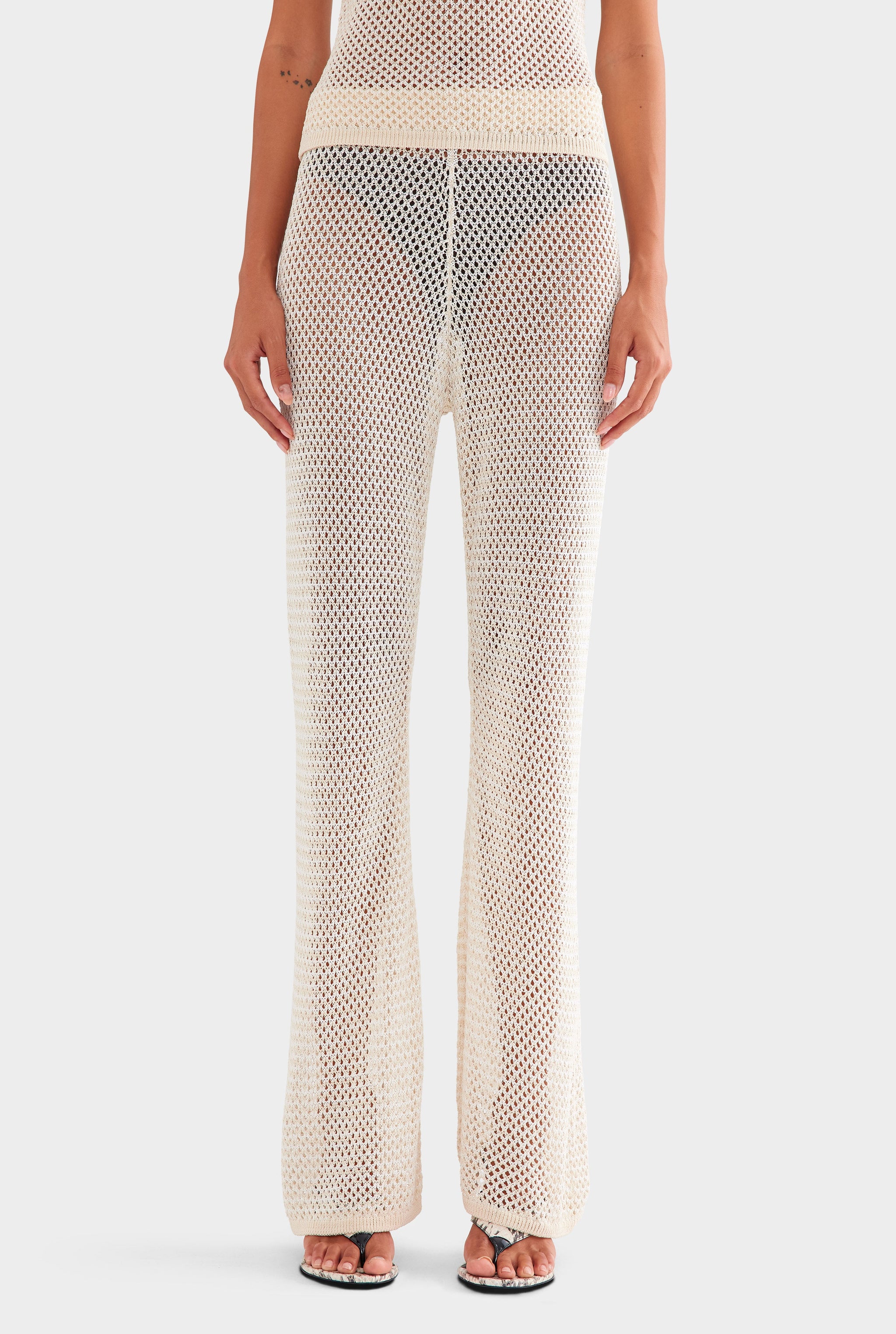 Crochet Cotton Nylon Pant - Off White/Natural