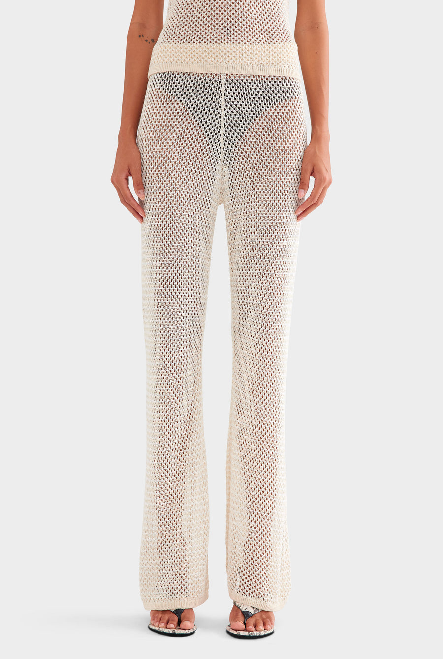 Crochet Cotton Nylon Pant - Off White/Natural