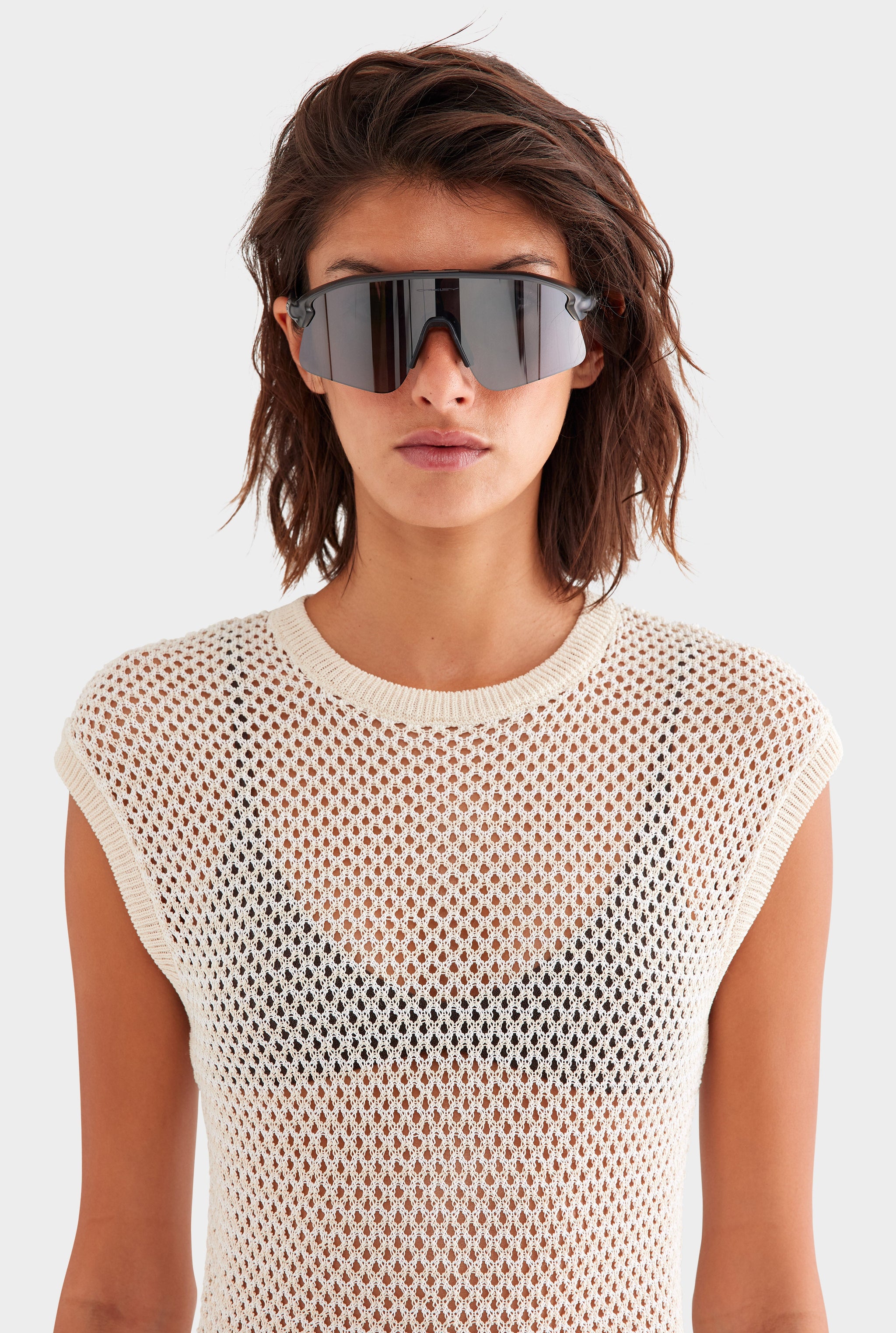Crochet Cotton Nylon Tee - Off White/Natural