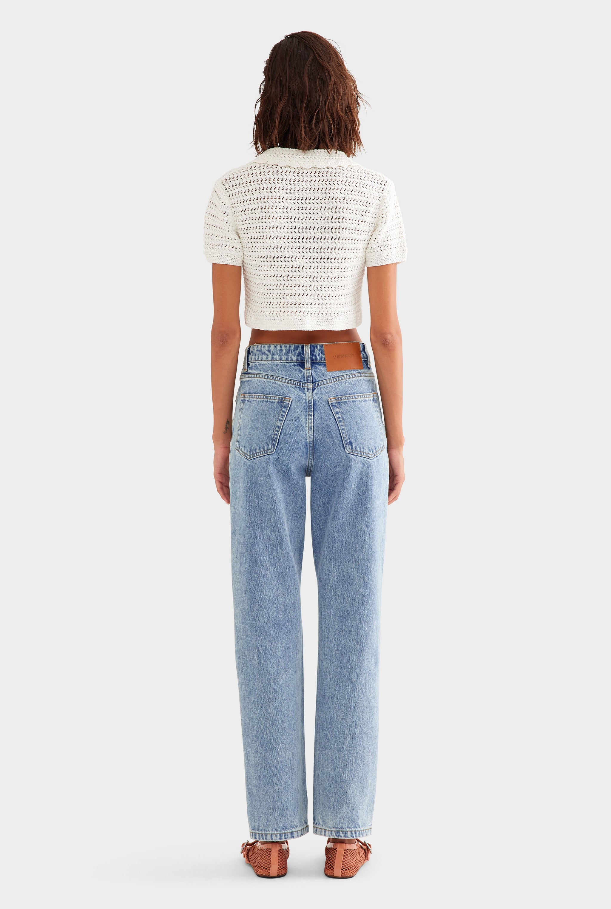 Crochet Cropped Polo - Off White