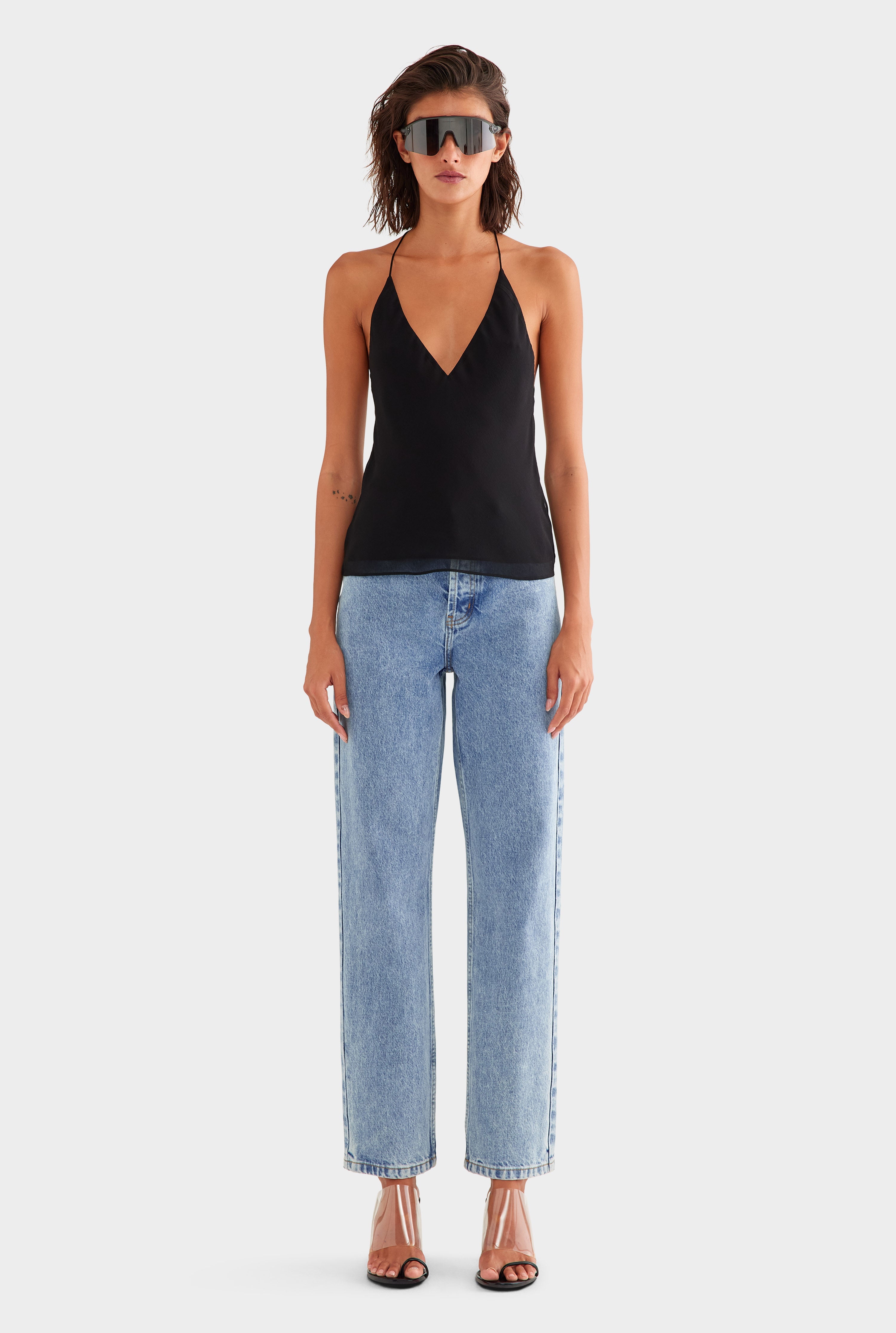 Cross Back Silk Cami in Black | Venroy – VENROY US