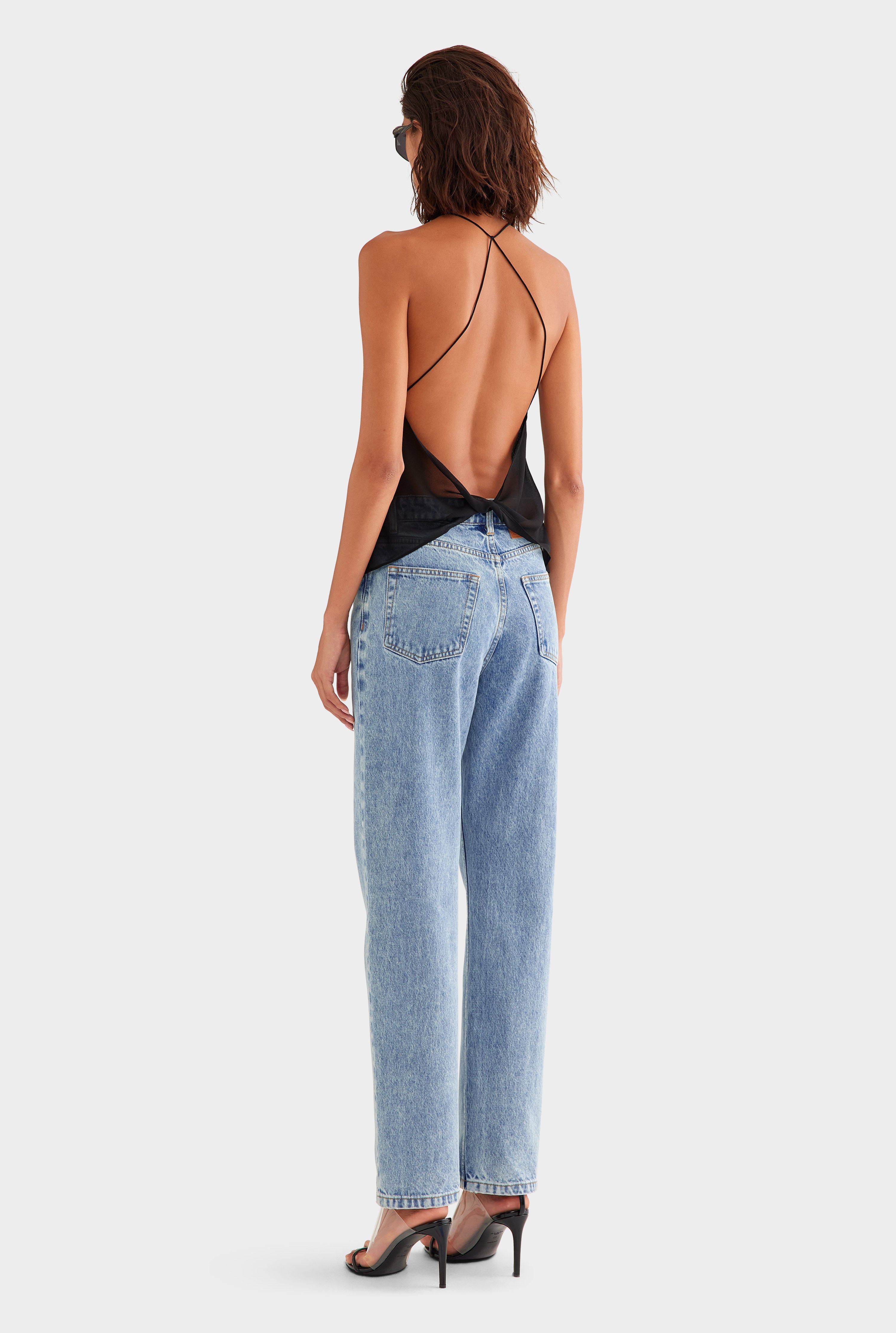Cross Back Silk Cami in Black | Venroy – VENROY US