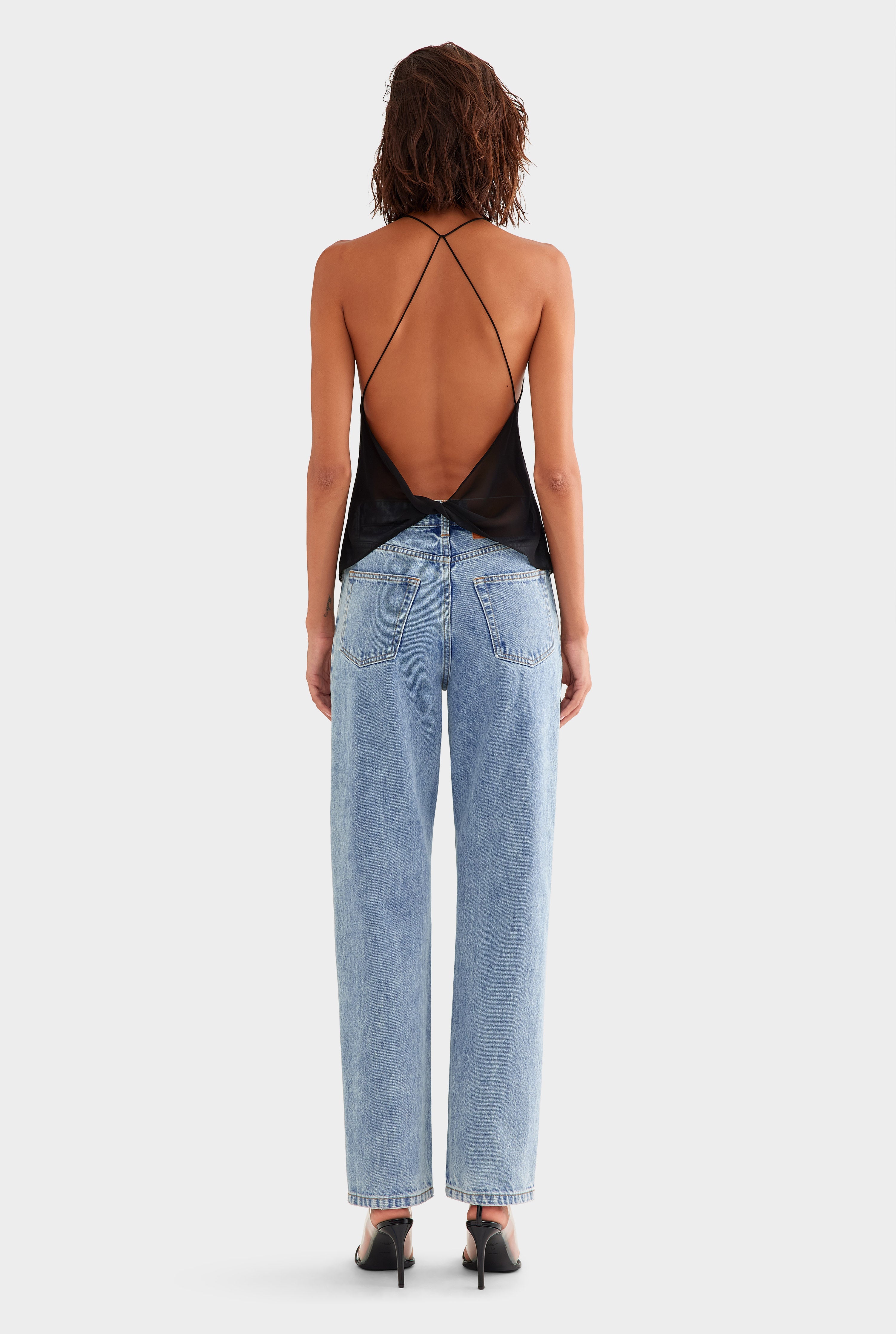Cross Back Silk Cami in Black | Venroy – VENROY US