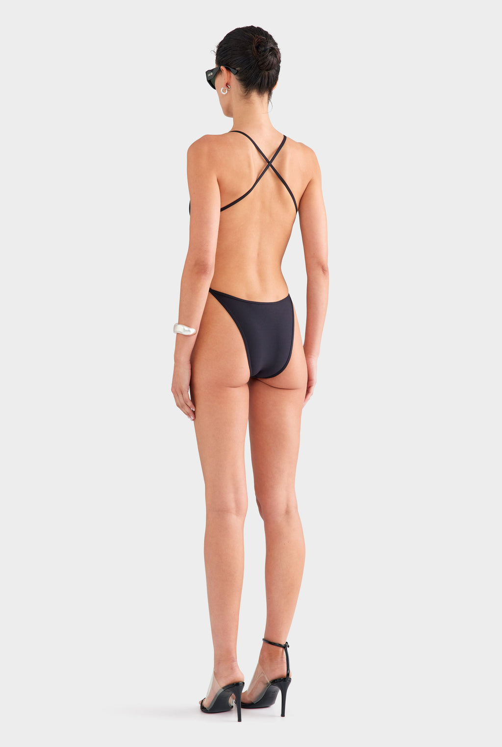 Cross Back One Piece - Black