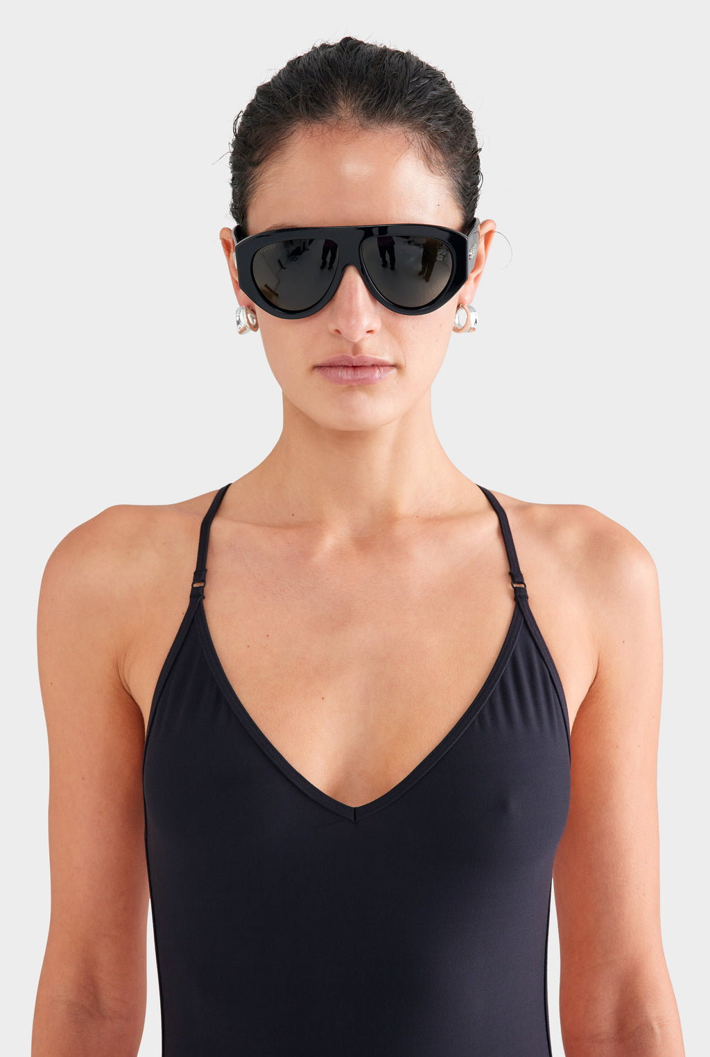 Cross Back One Piece - Black