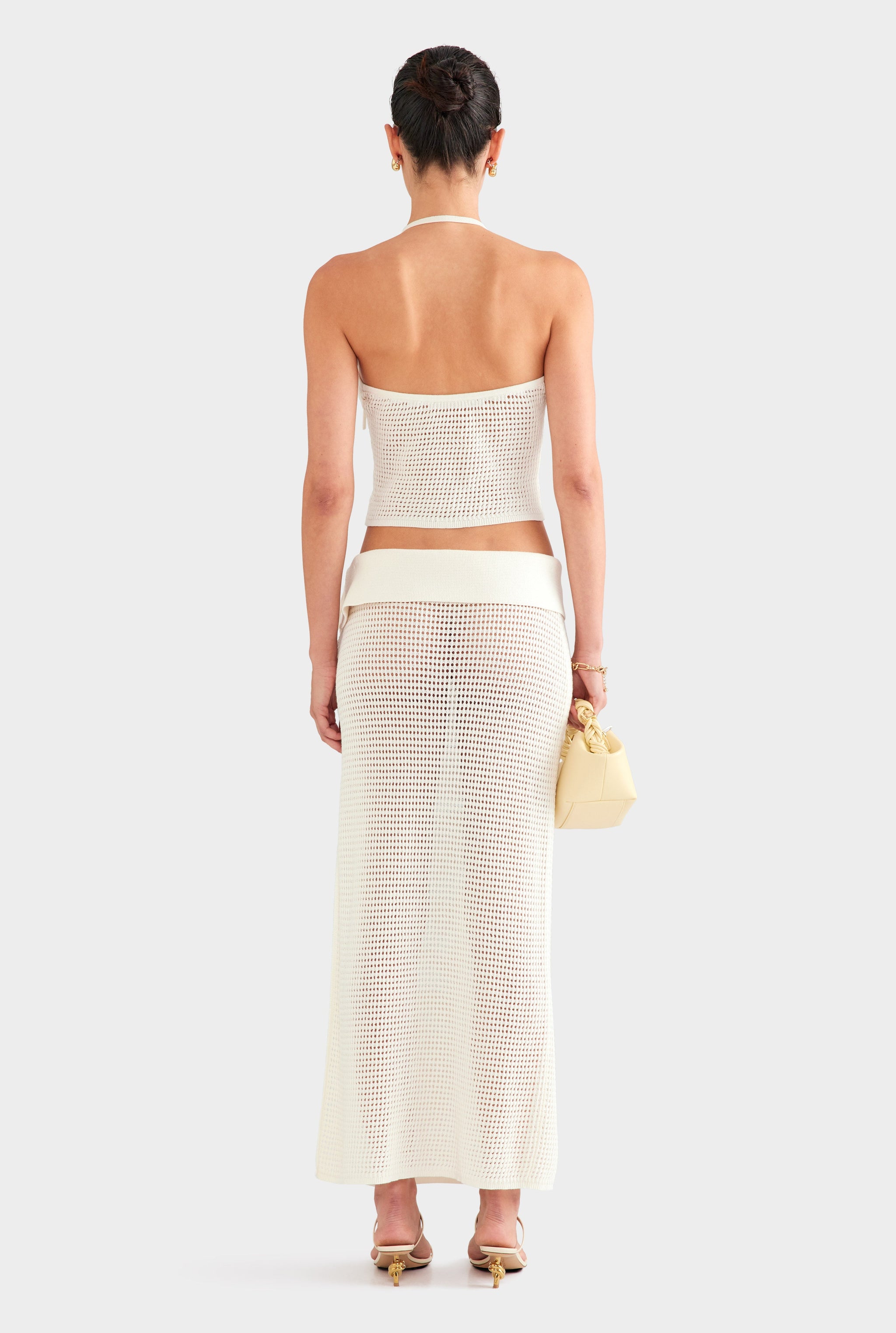 Crochet Cotton Halter Top - Off White