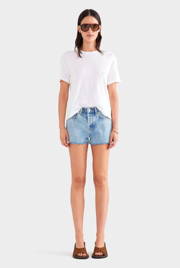 Cut Off Denim Short - Light Blue