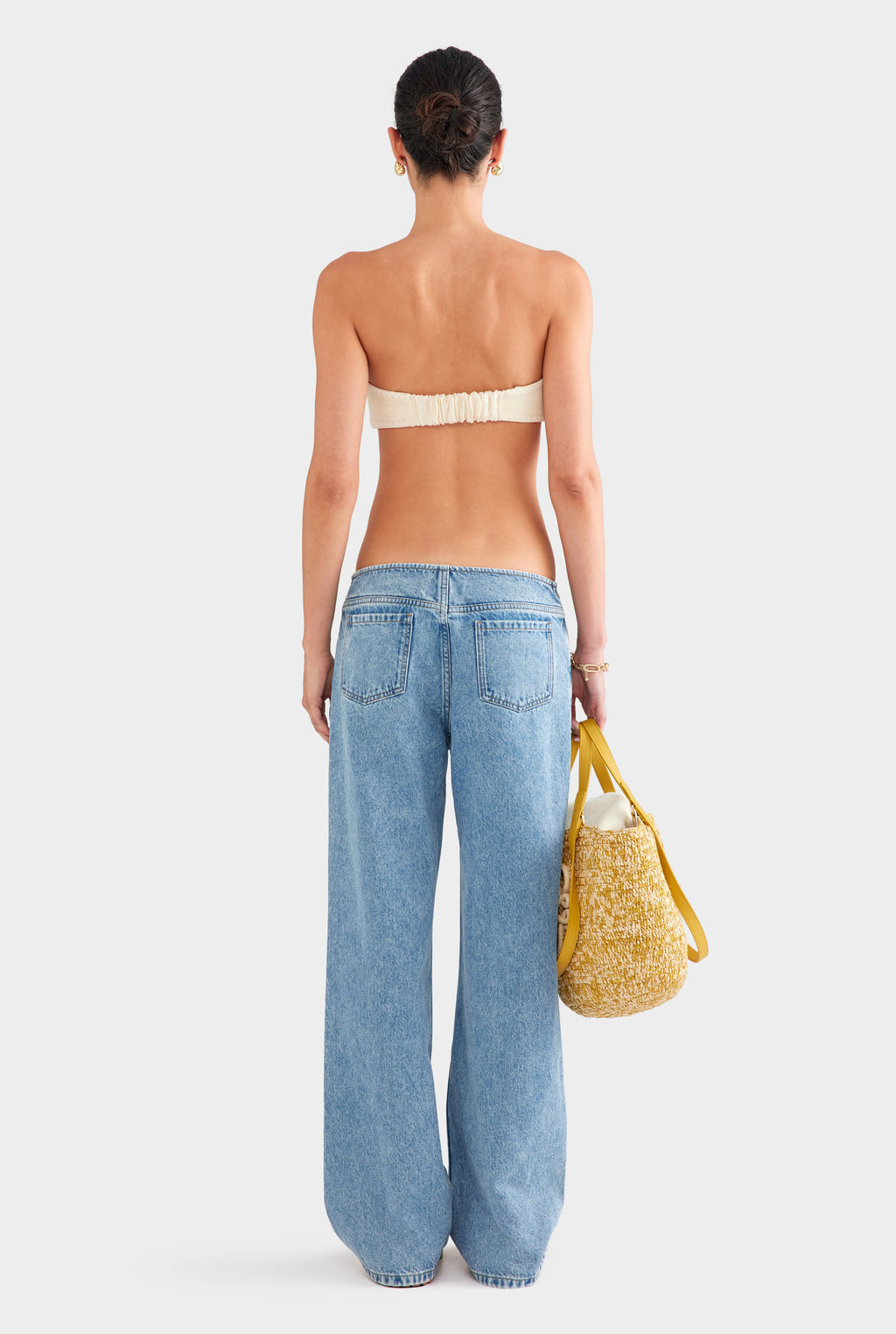 Embroidered Cotton Mesh Bandeau - Natural