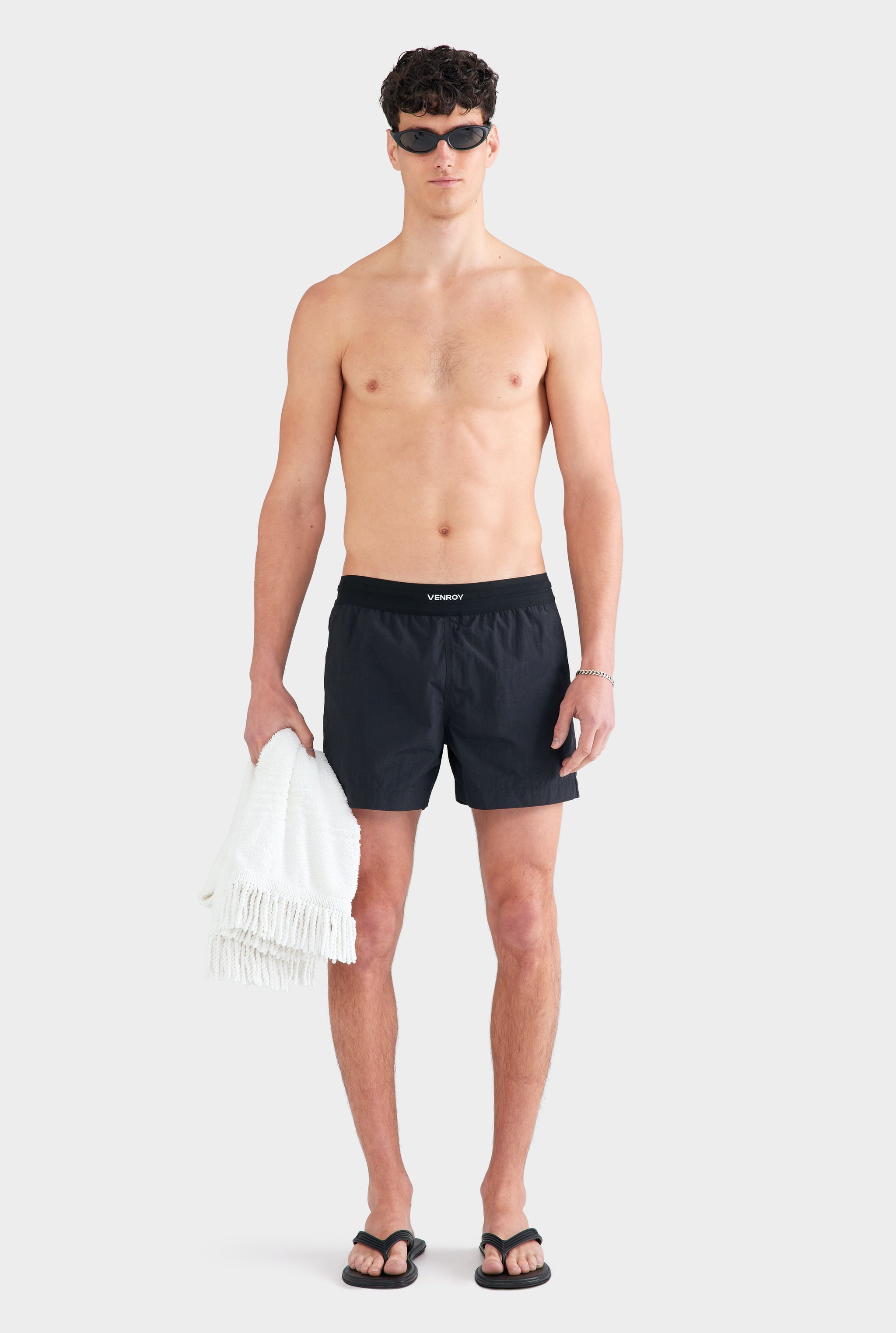 Exposed Elastic Swim Short - Black