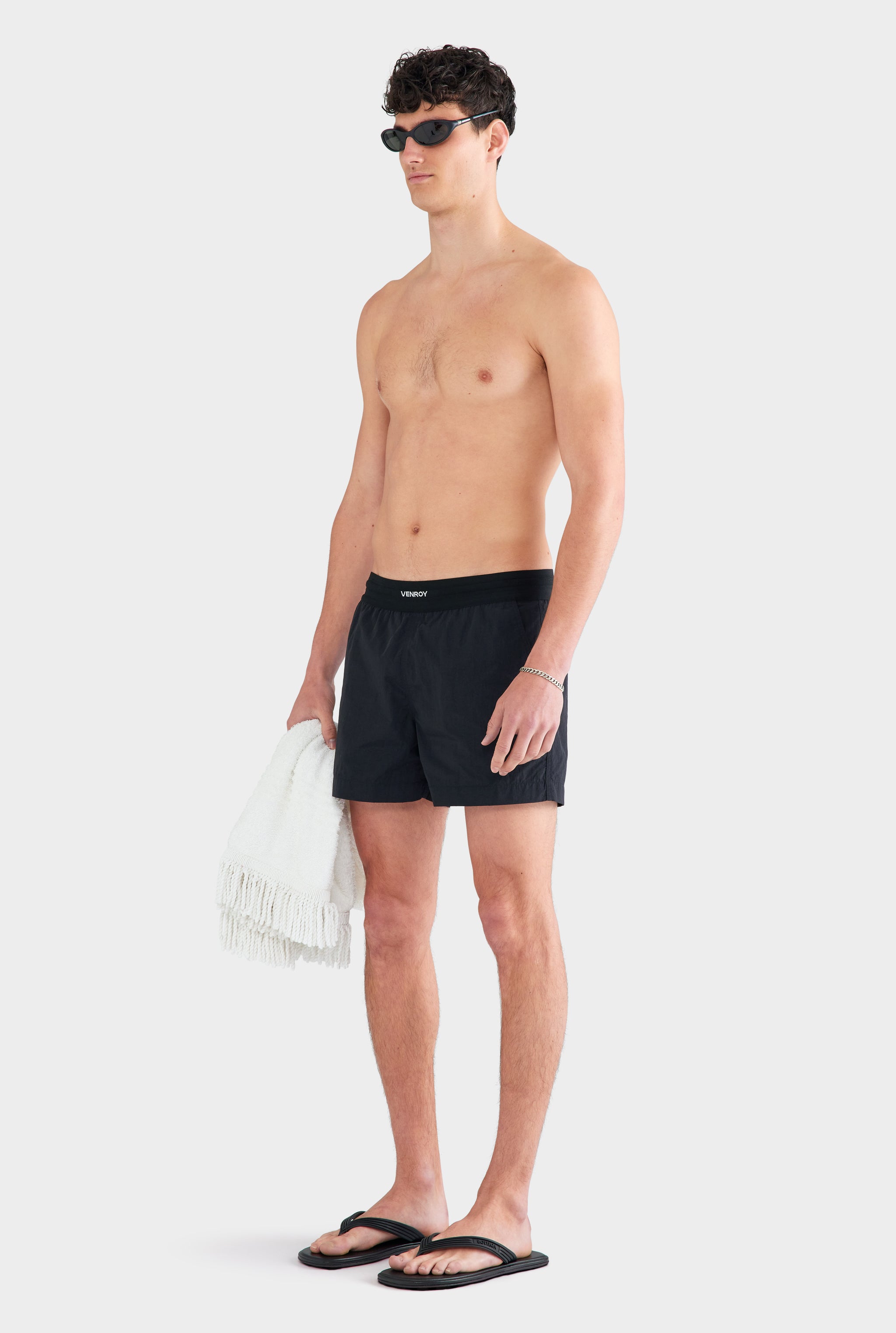 Exposed Elastic Swim Short - Black