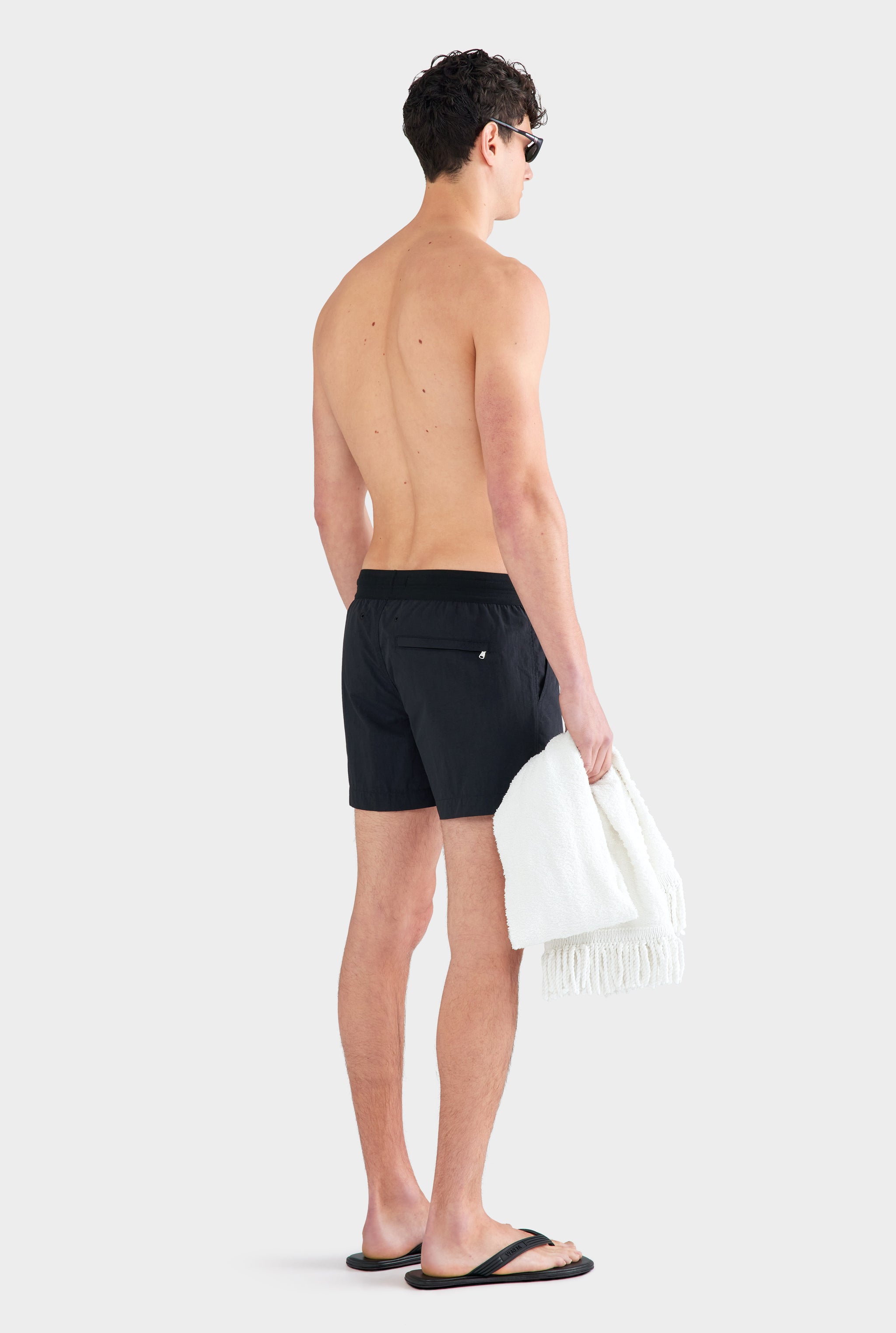 Exposed Elastic Swim Short - Black