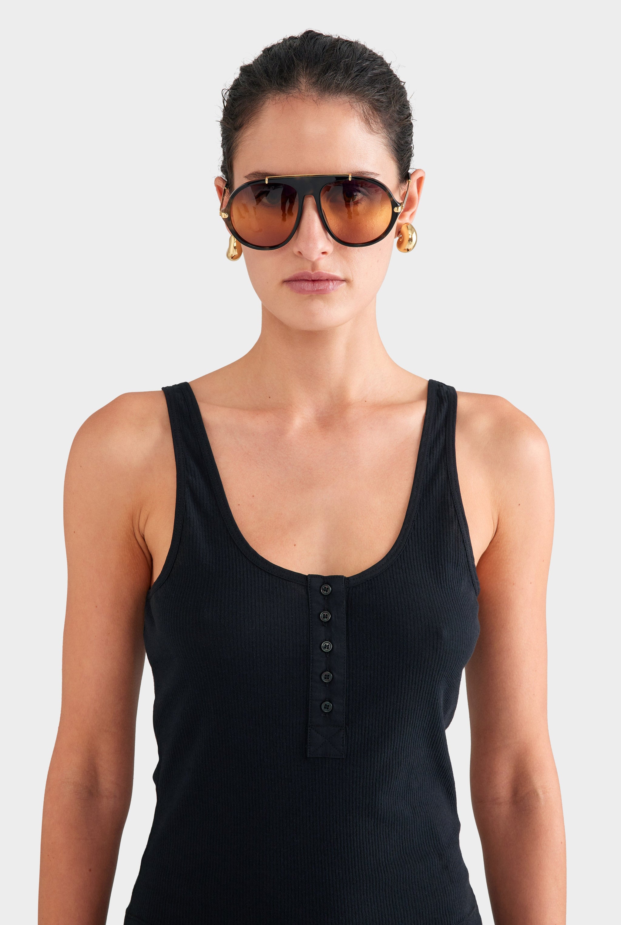 Lightweight Henley Tank - Black