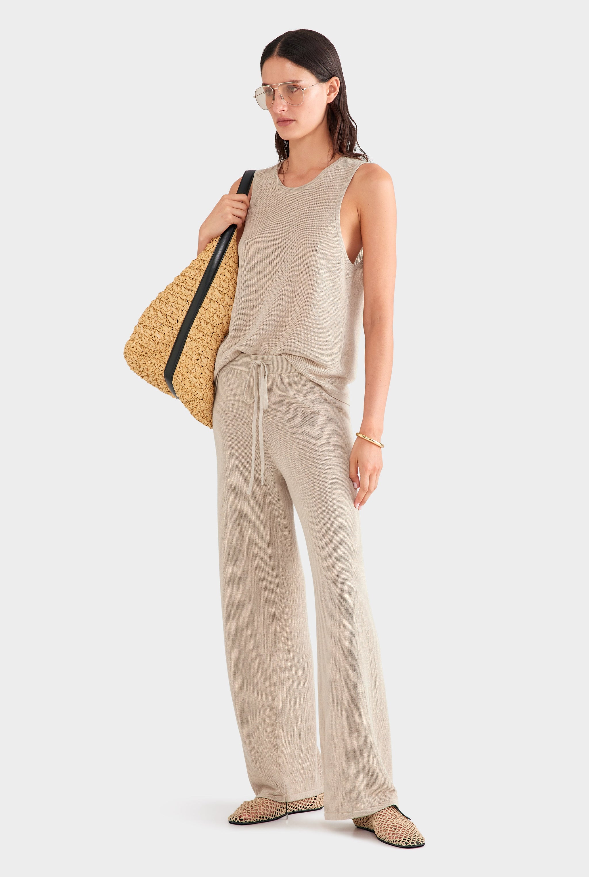 Linen Knit Pant - Taupe