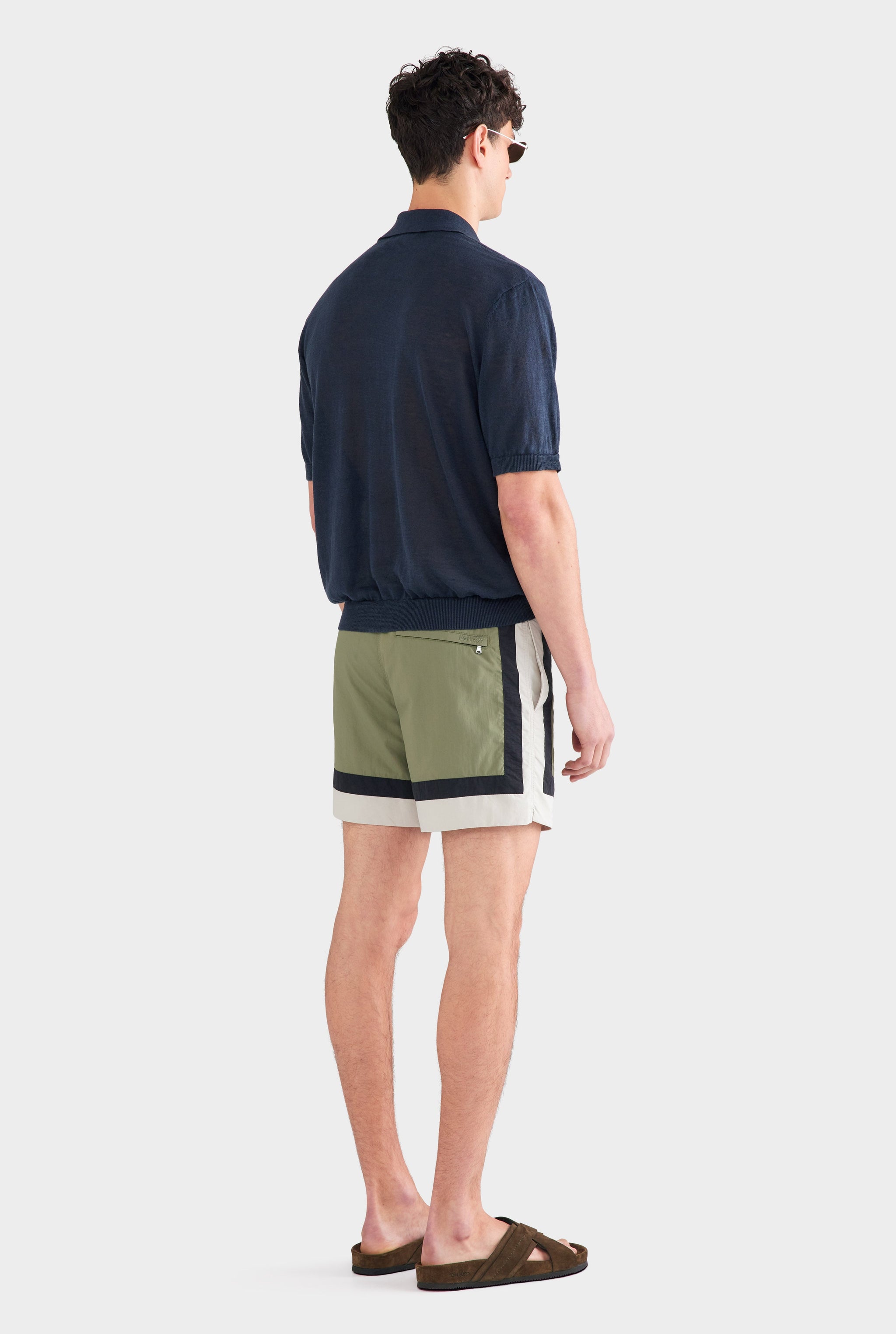 Linen Knit Polo - Navy