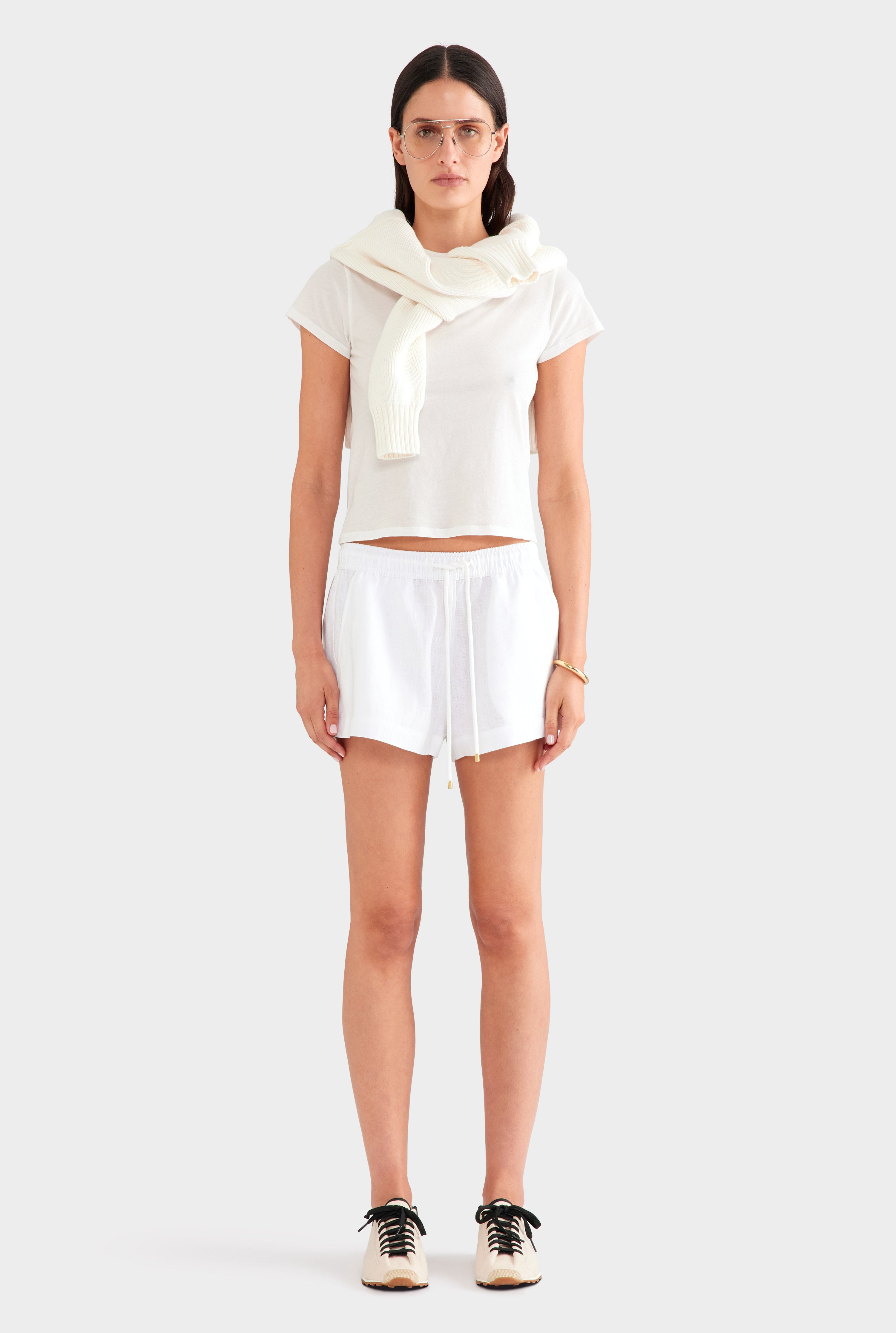 Linen Lounge Short - White