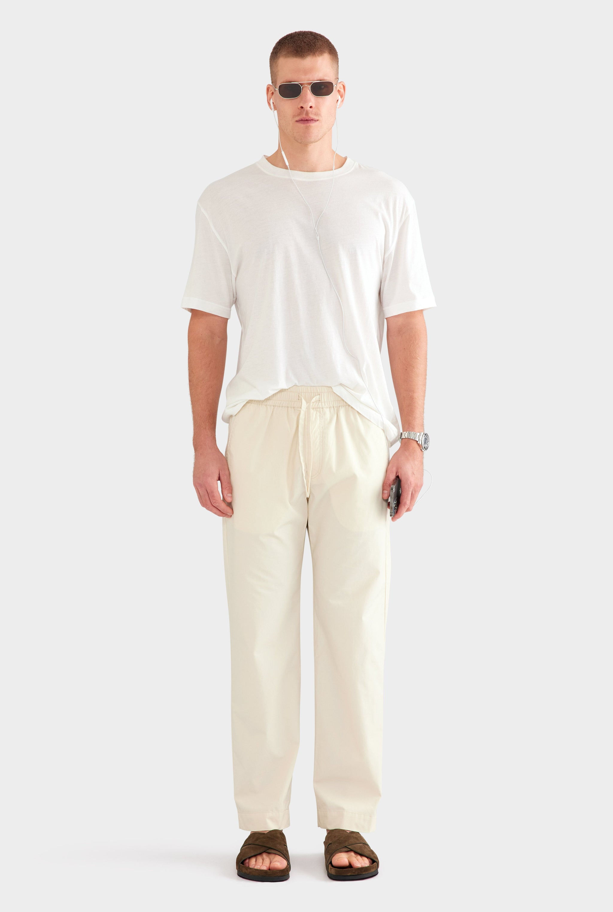 Cotton Poplin Trouser - Cream