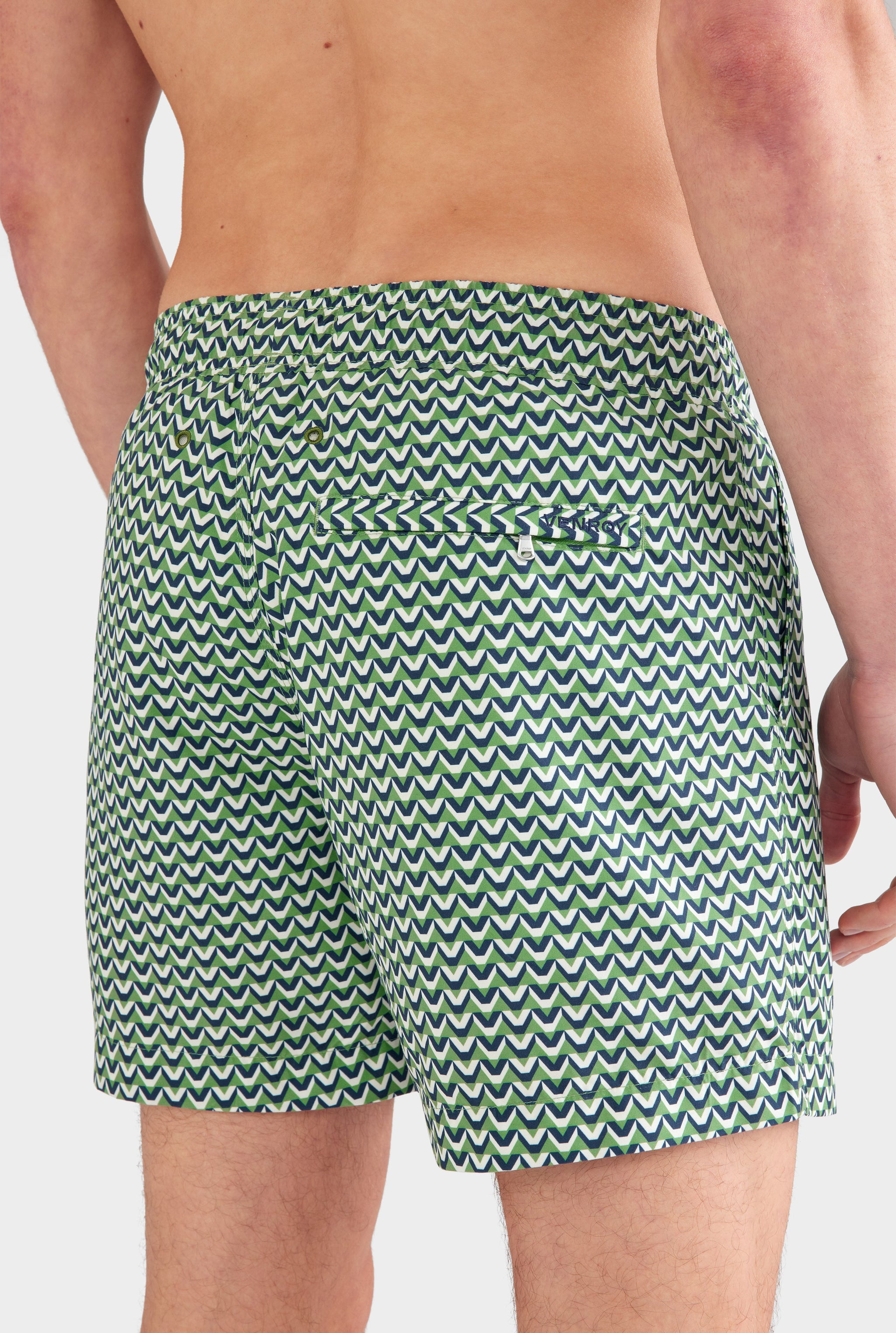 Printed Swim Short - Ivy Green/Cream/Navy V Monogram