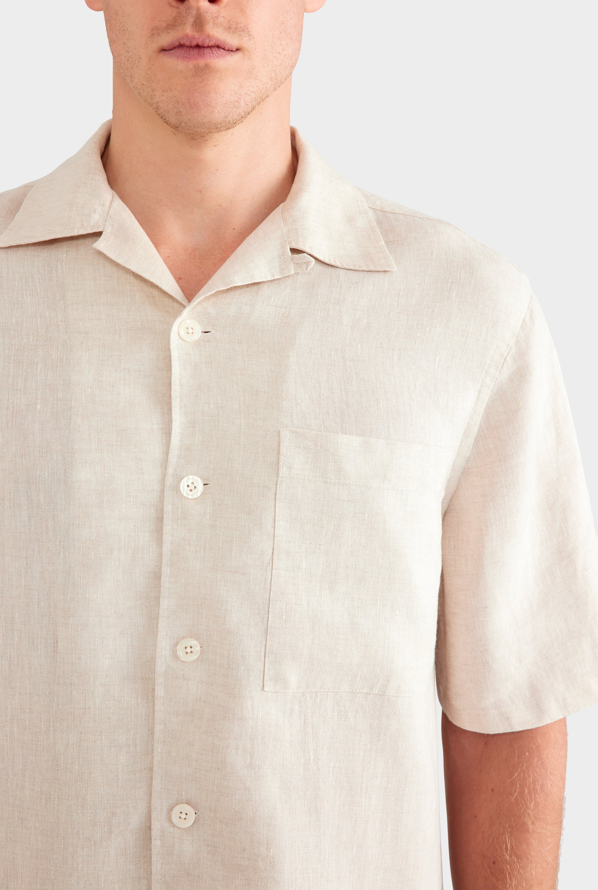 Linen Camp Collar Shirt - Sand