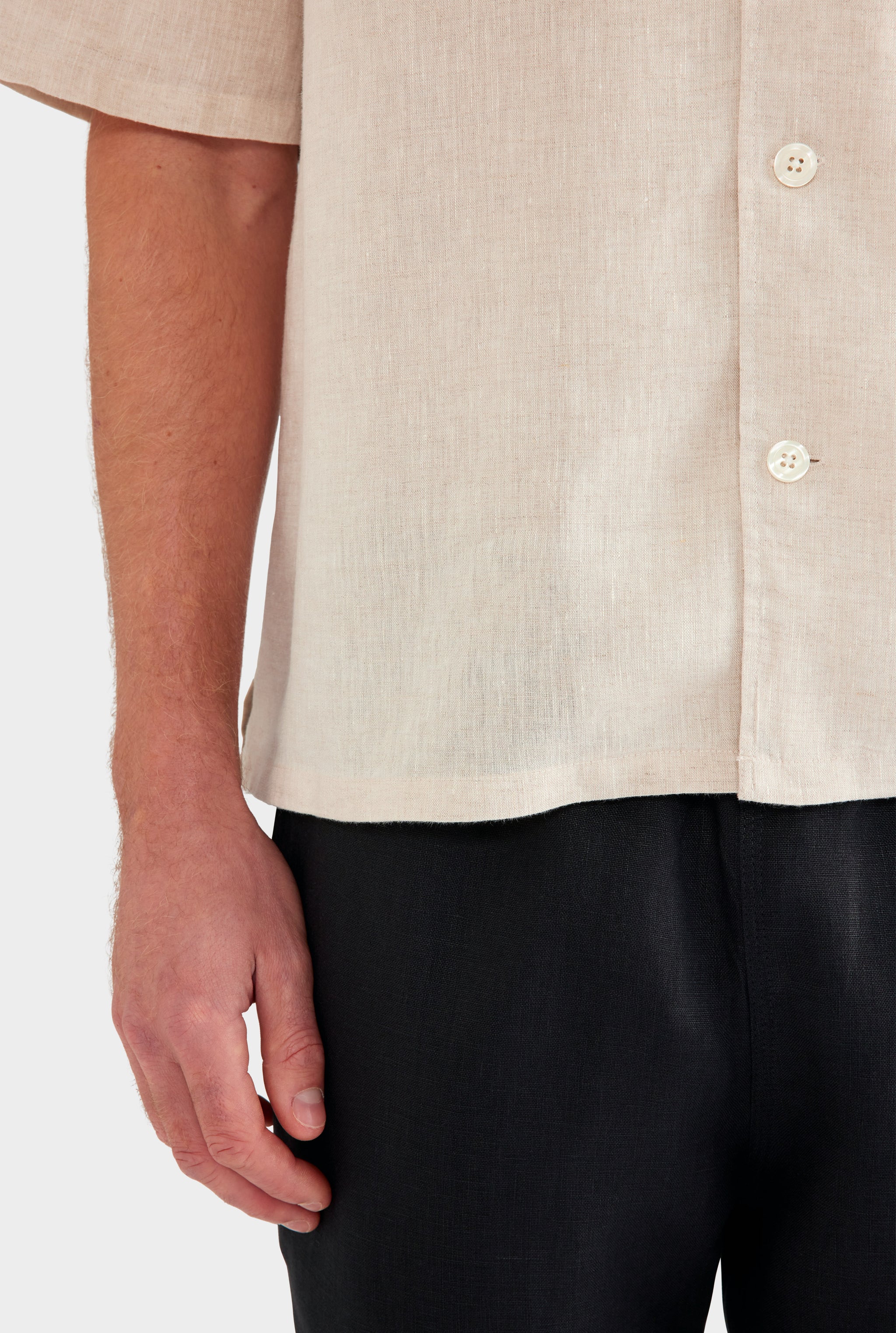 Linen Camp Collar Shirt - Sand