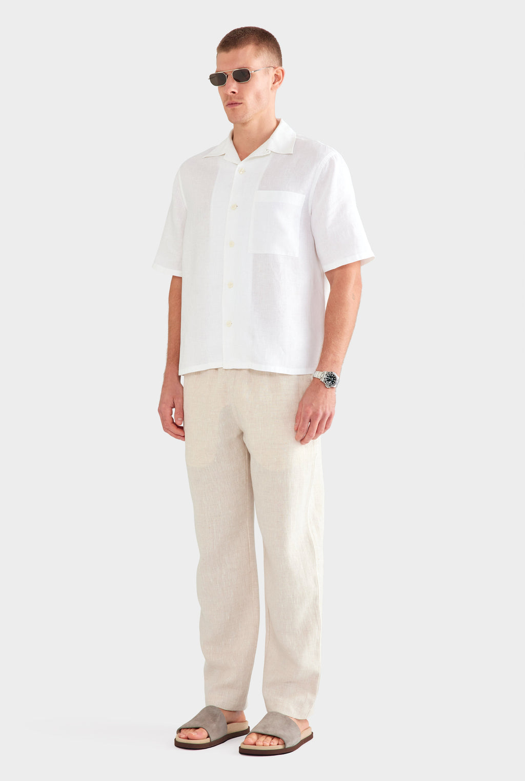 Linen Camp Collar Shirt - White