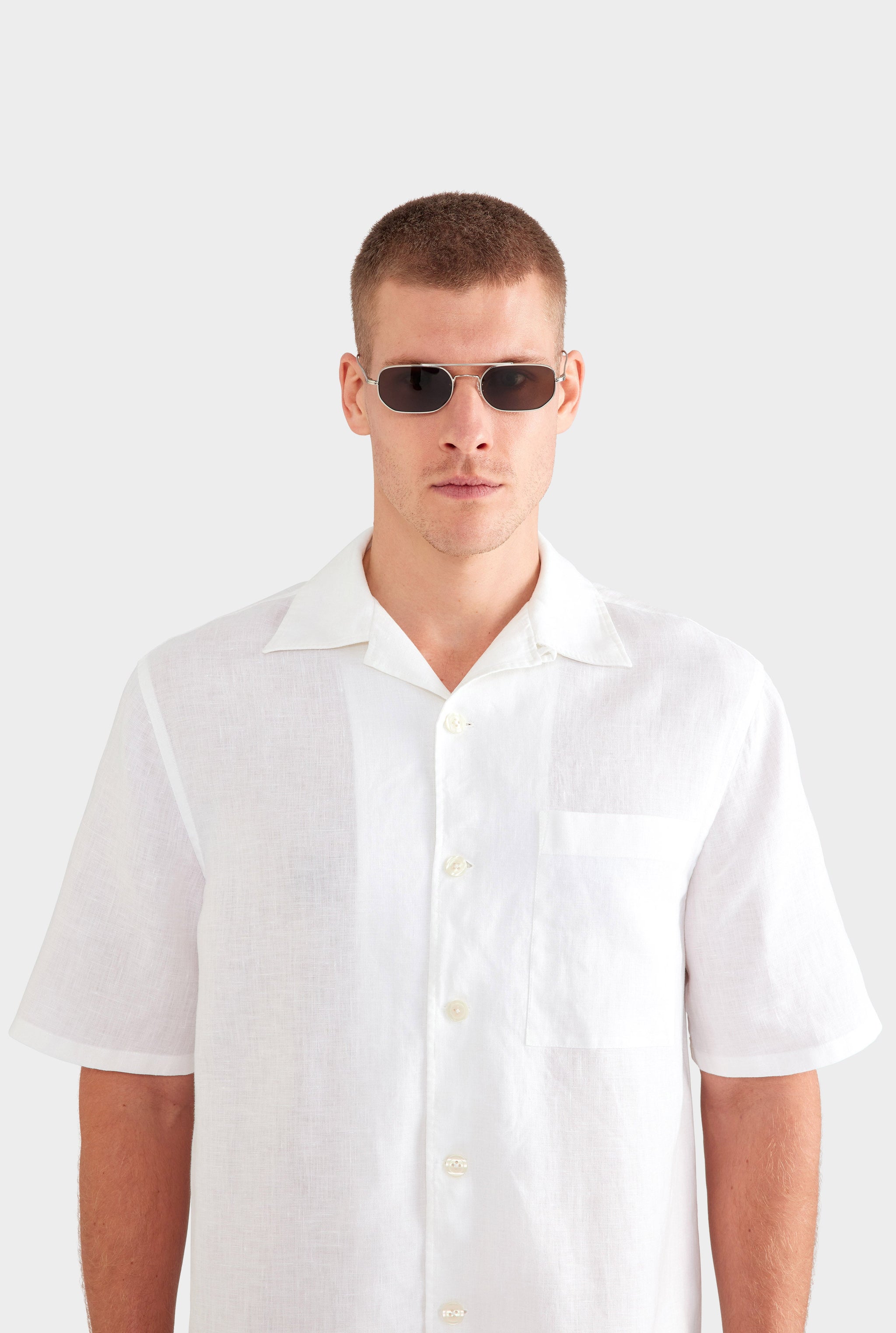 Linen Camp Collar Shirt - White