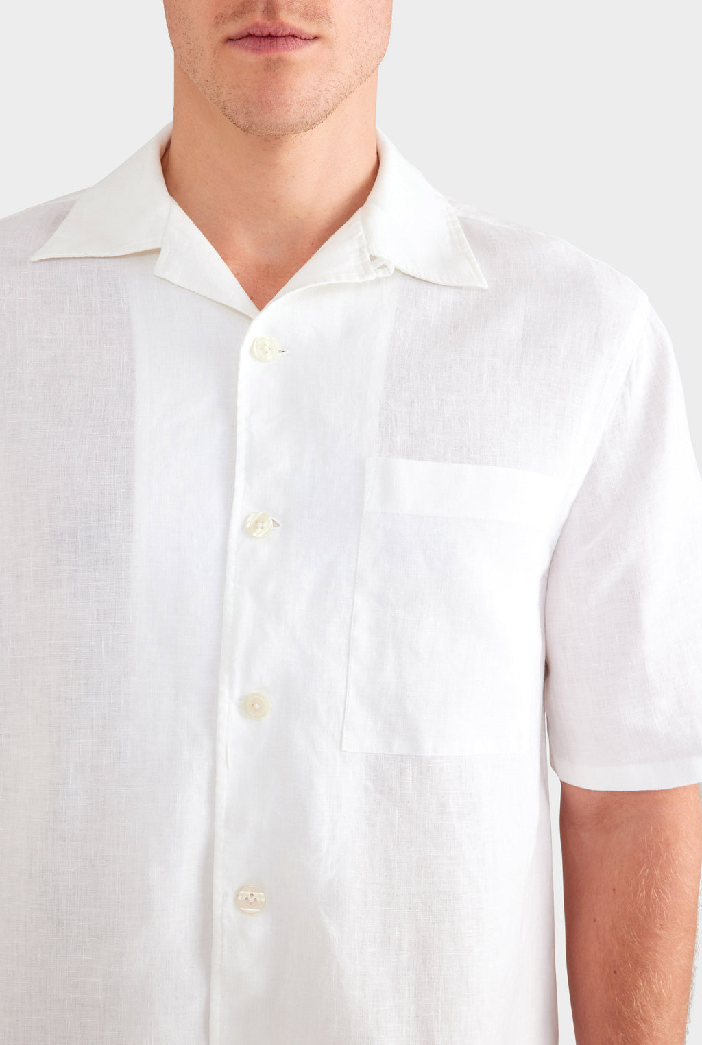 Linen Camp Collar Shirt - White