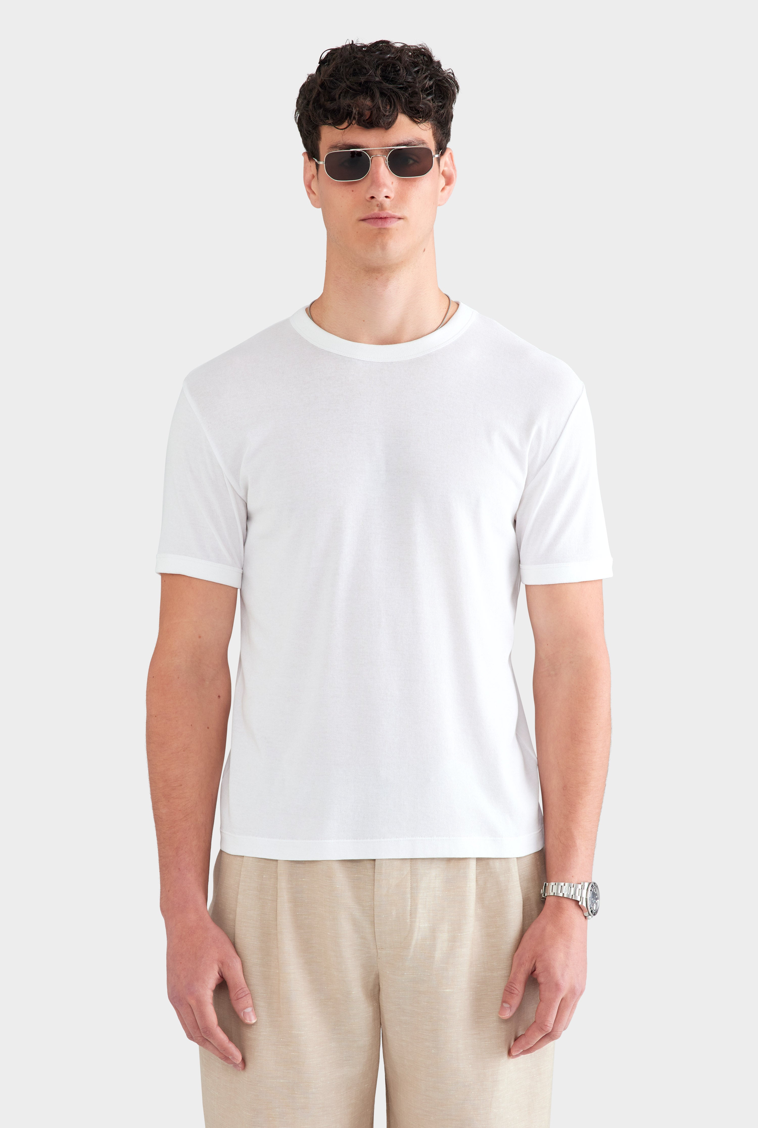 Rib Ringer T Shirt - White