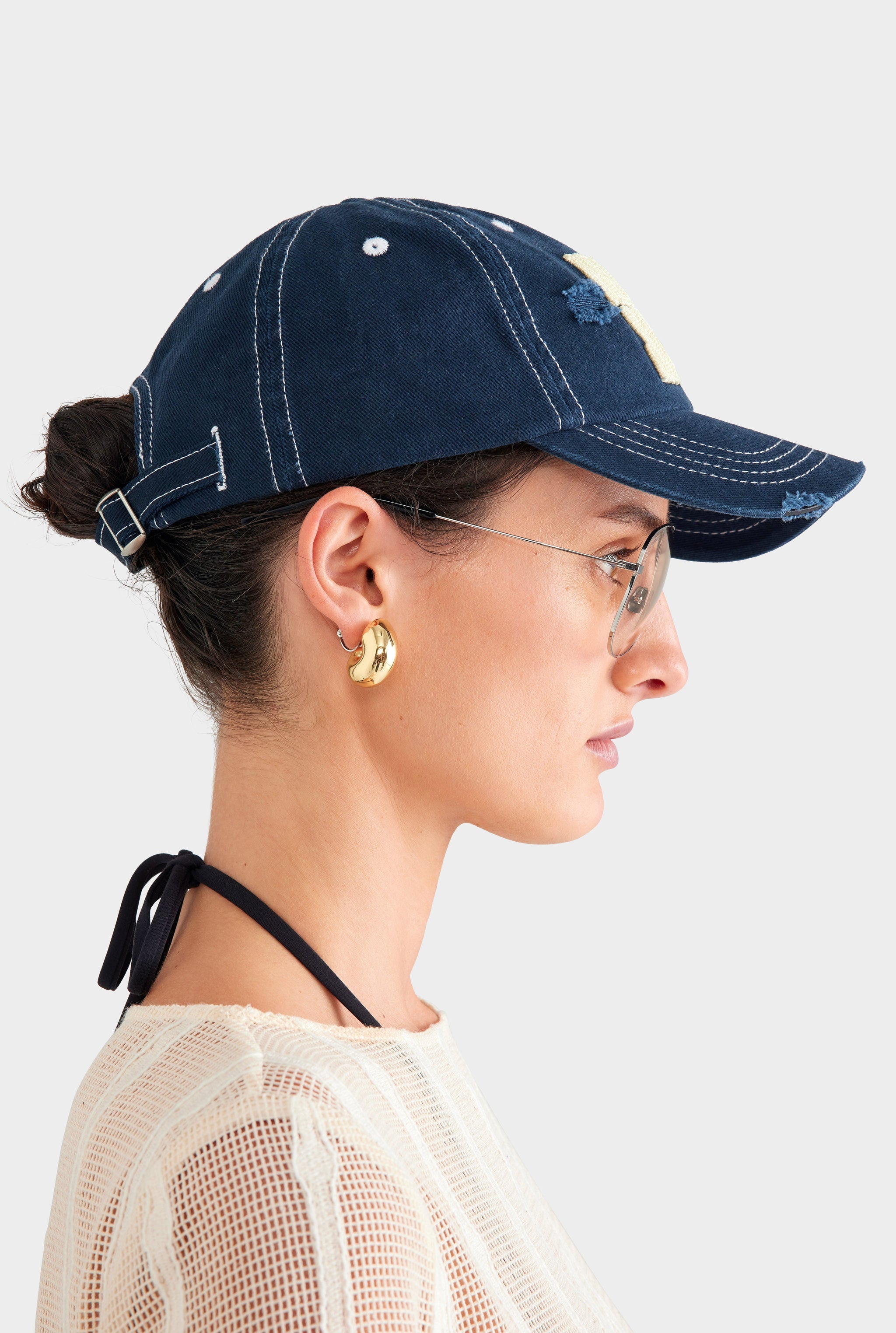 Sifnos Distressed Twill Cap - Washed Navy