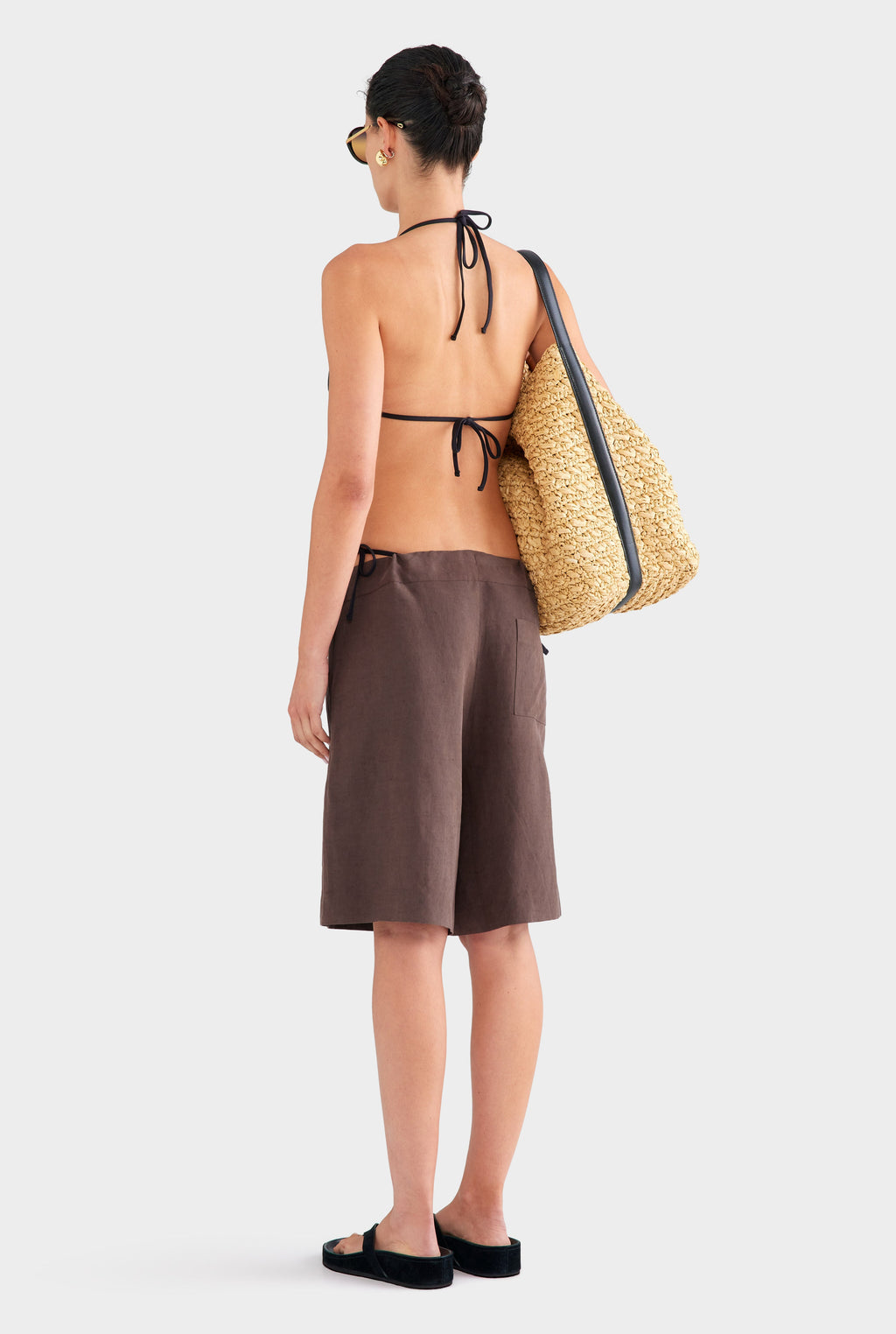 Silk Linen Drawstring Short - Chocolate