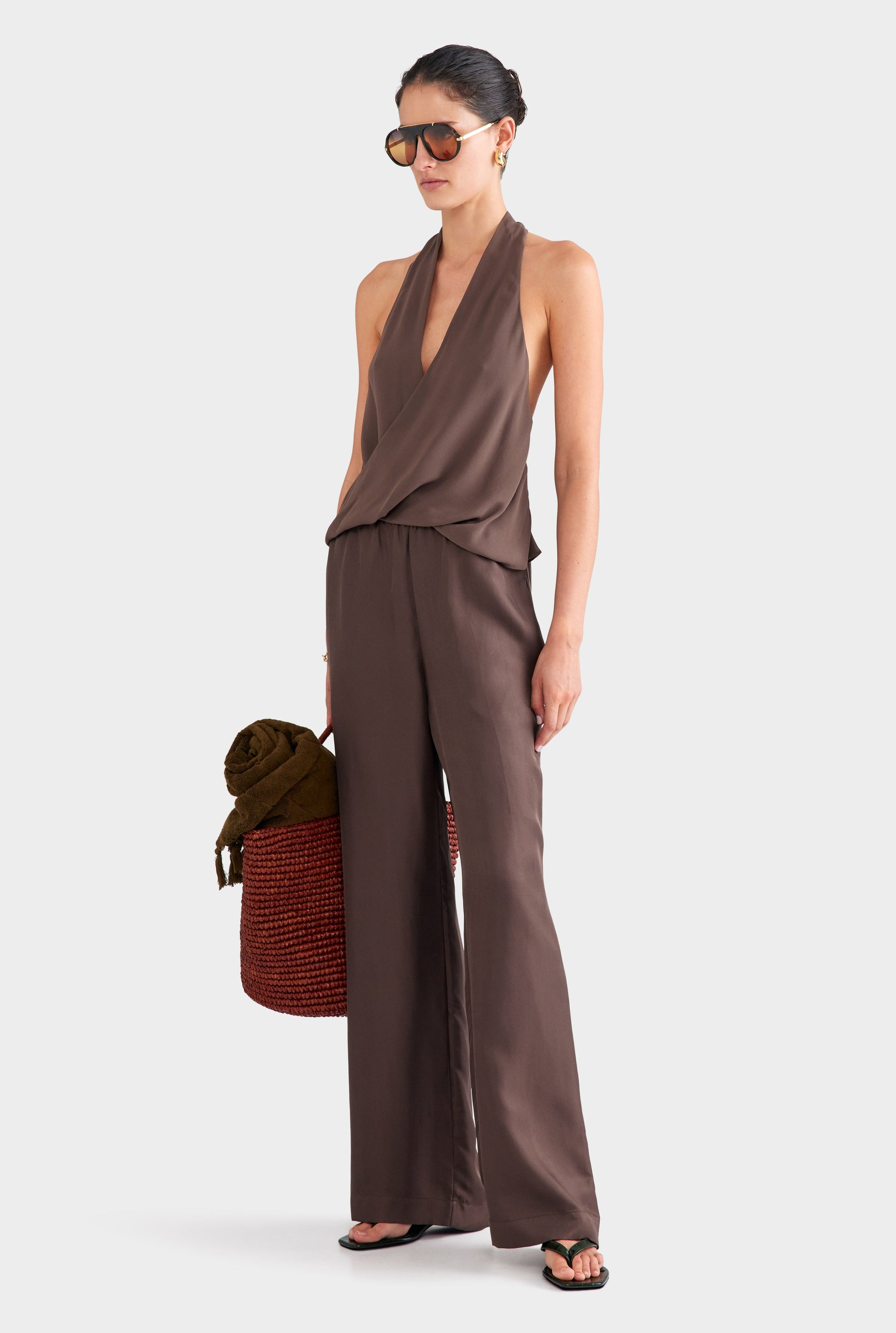 Silk Relaxed Pant - Chocolate