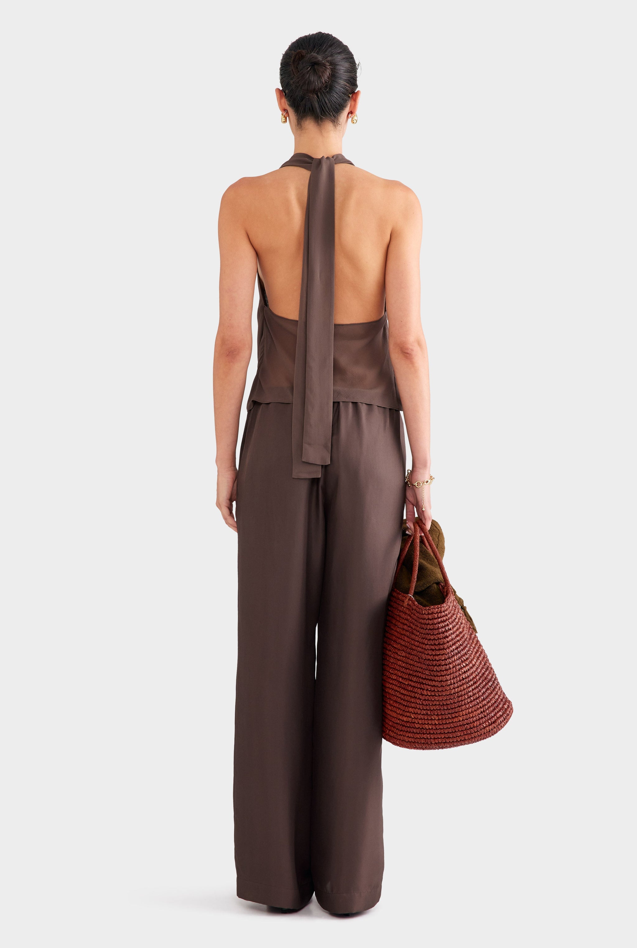 Silk Relaxed Pant - Chocolate