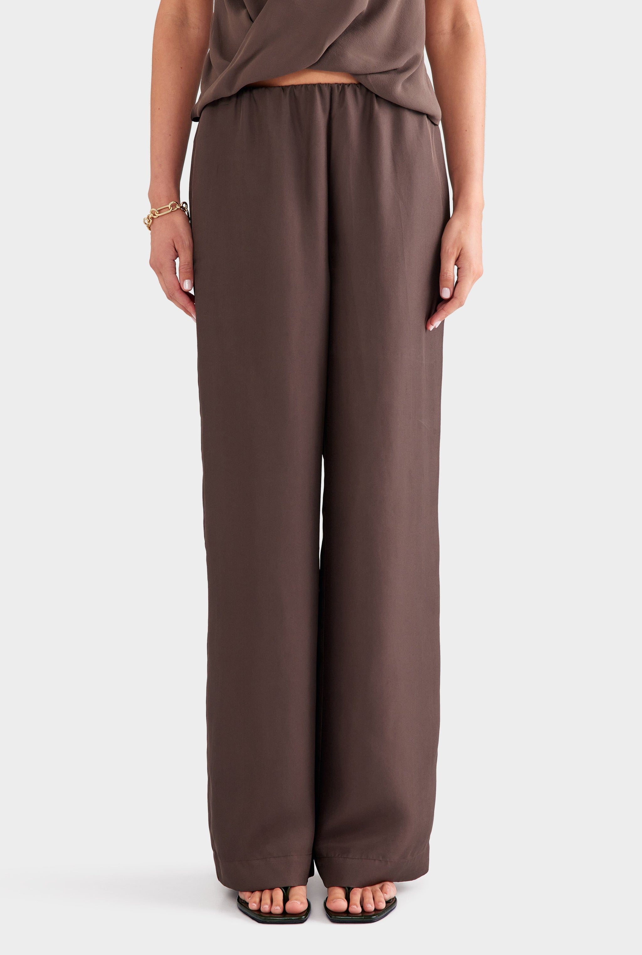 Silk Relaxed Pant - Chocolate