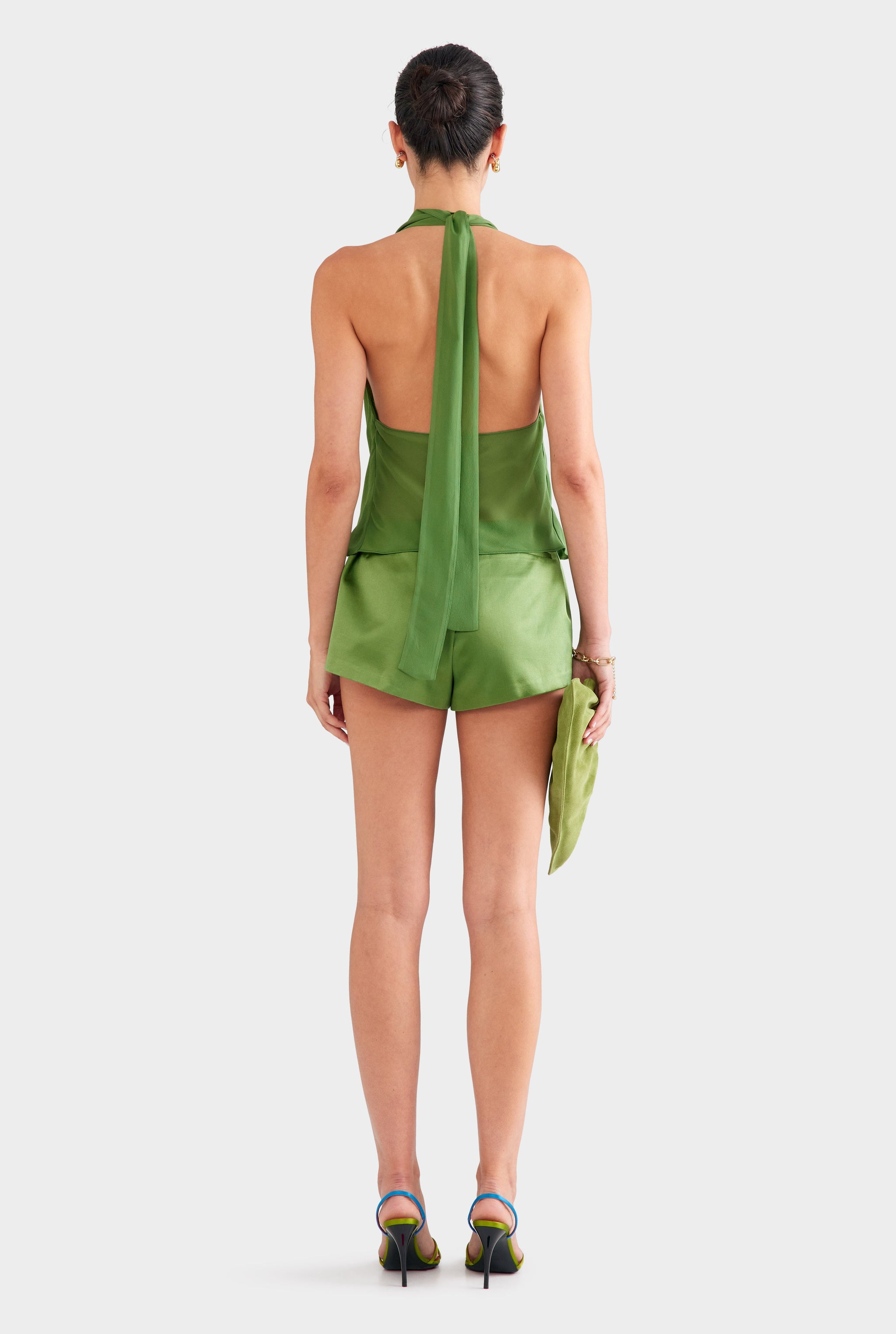 Silk Cotton Drawstring Short - Ivy Green