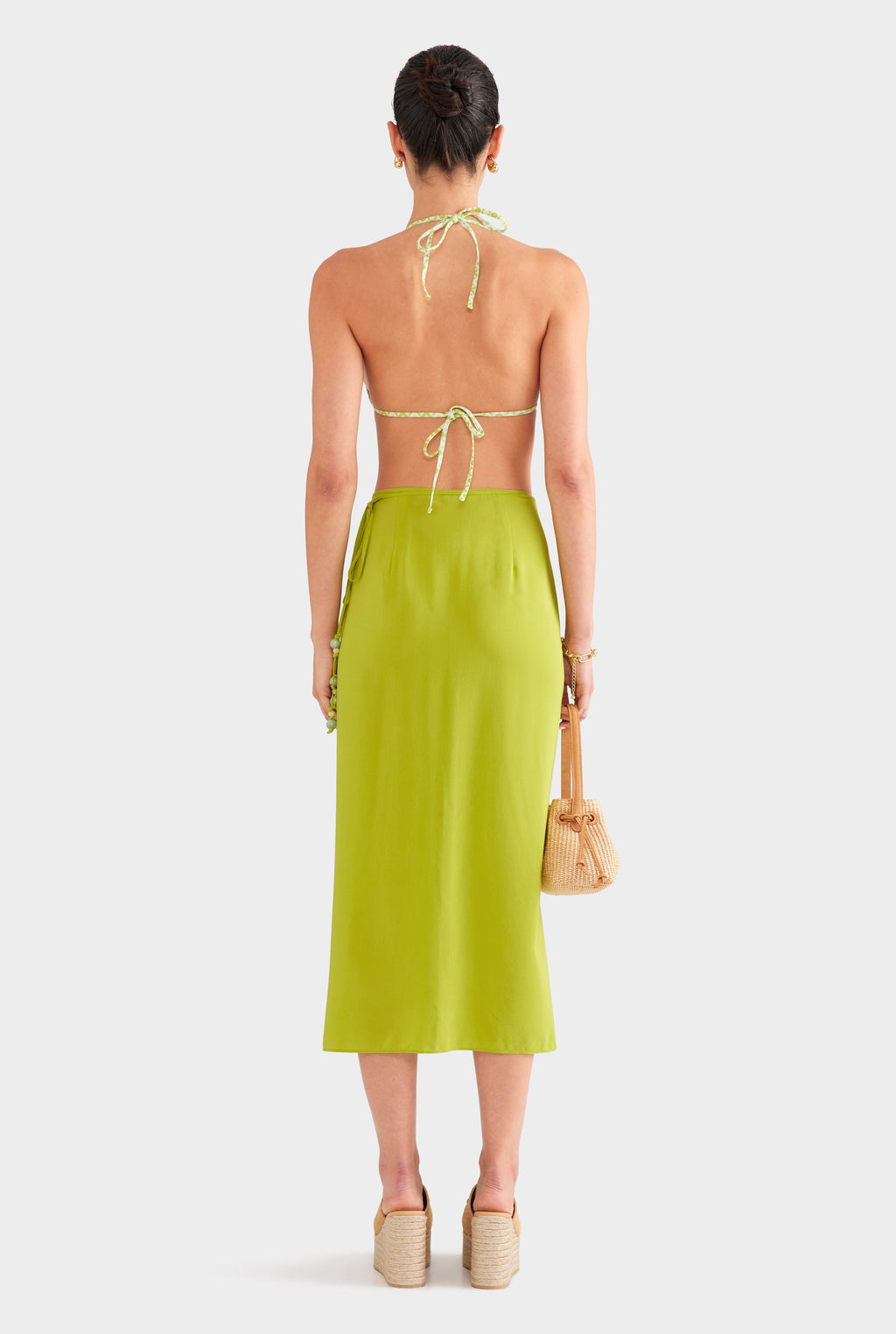 Silk Wrap Skirt - Chartreuse