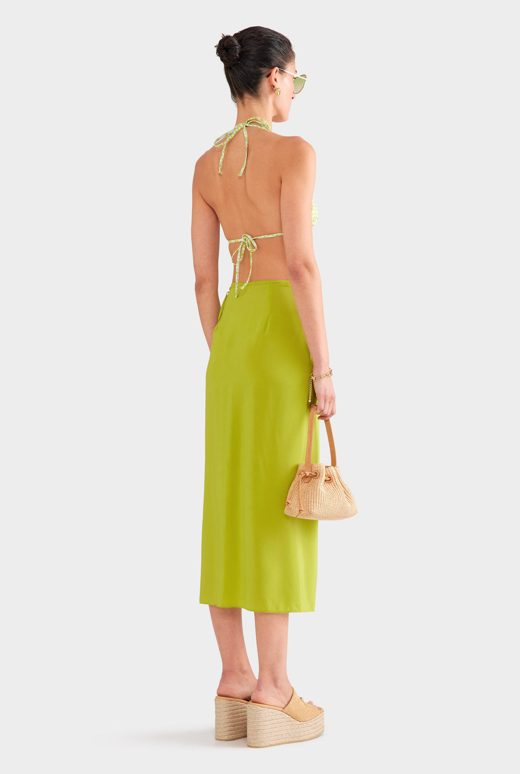 Silk Wrap Skirt - Chartreuse