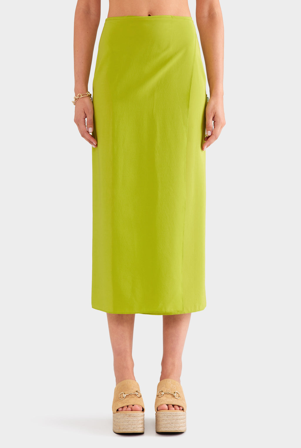 Silk Wrap Skirt - Chartreuse