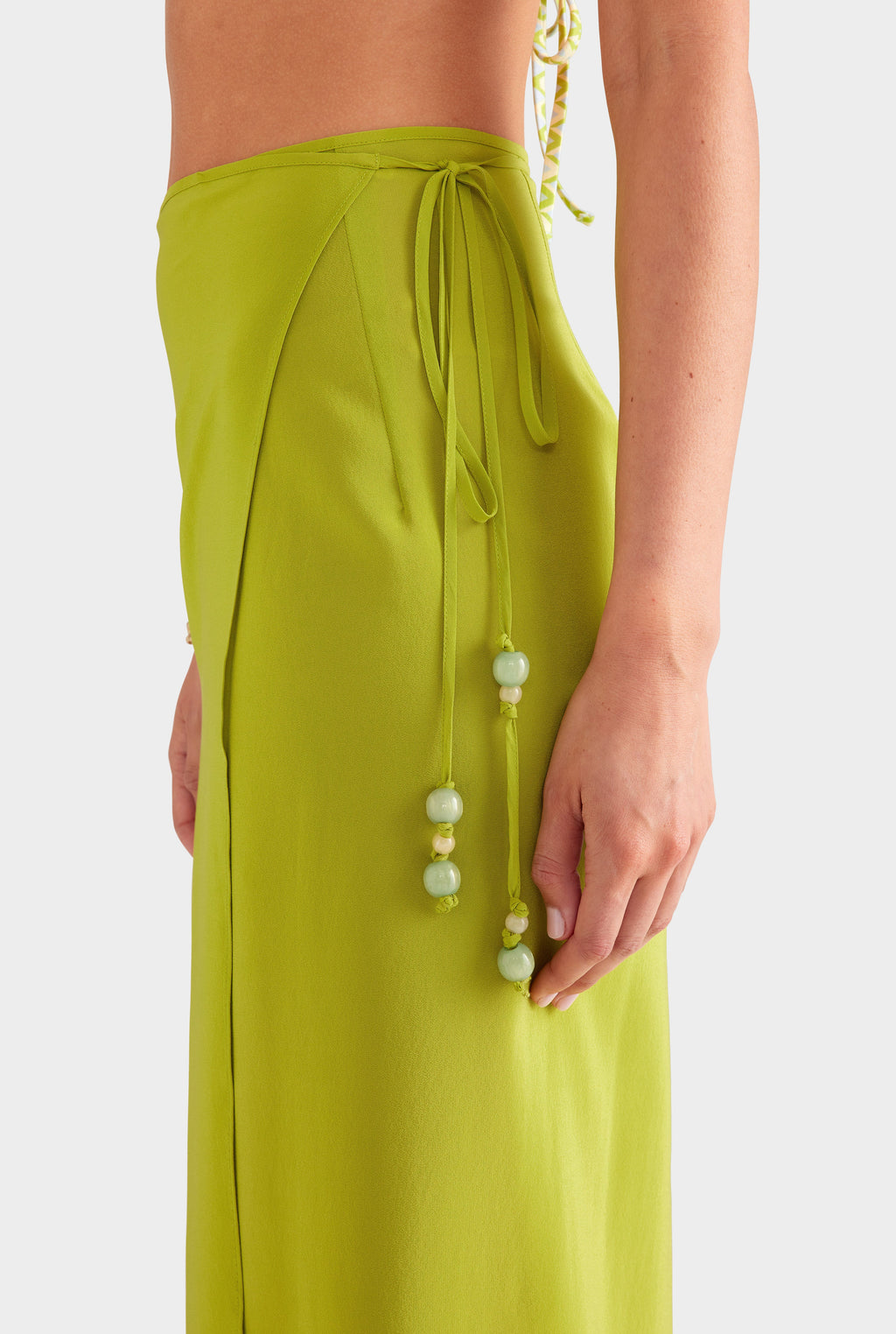 Silk Wrap Skirt - Chartreuse