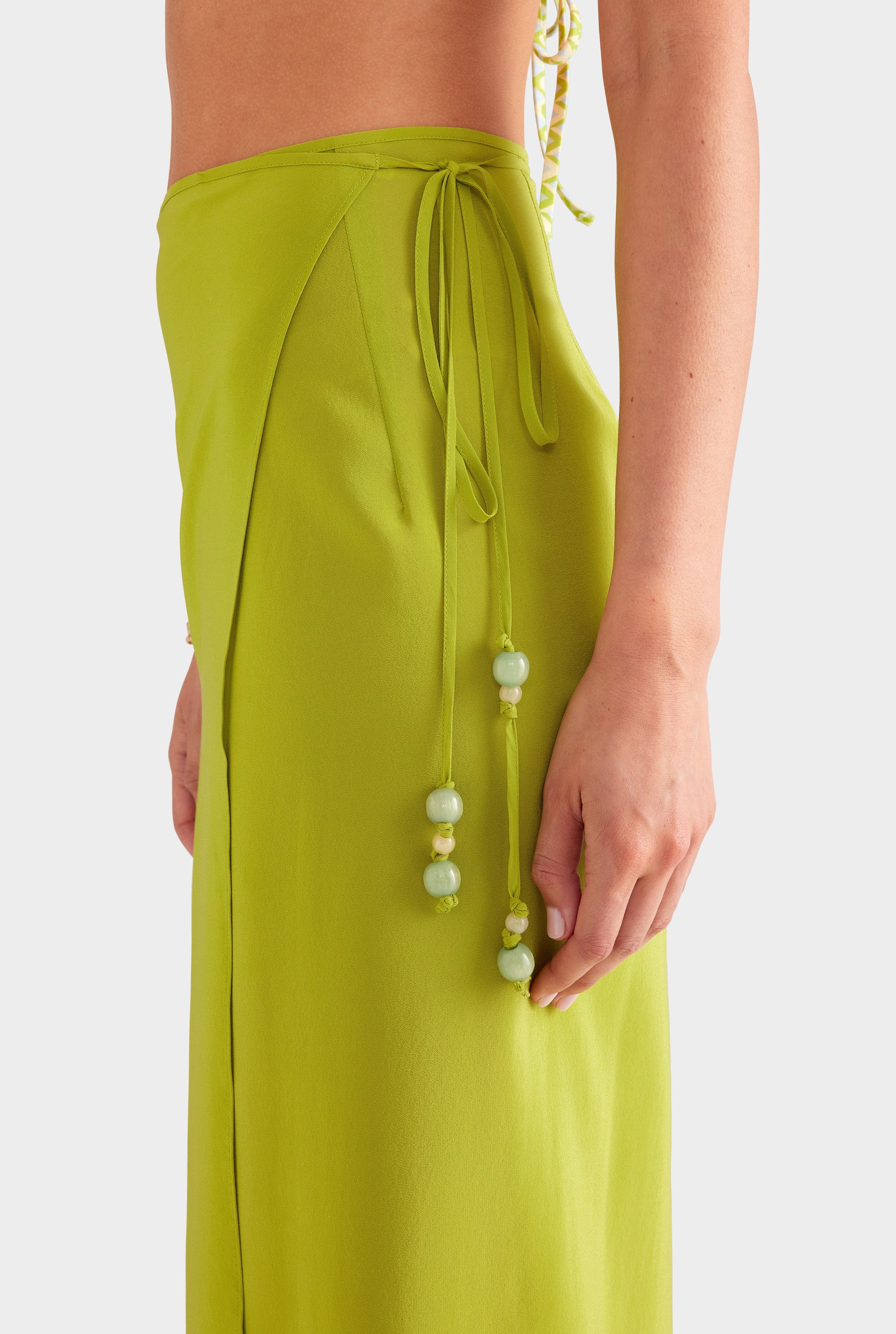 Silk Wrap Skirt - Chartreuse
