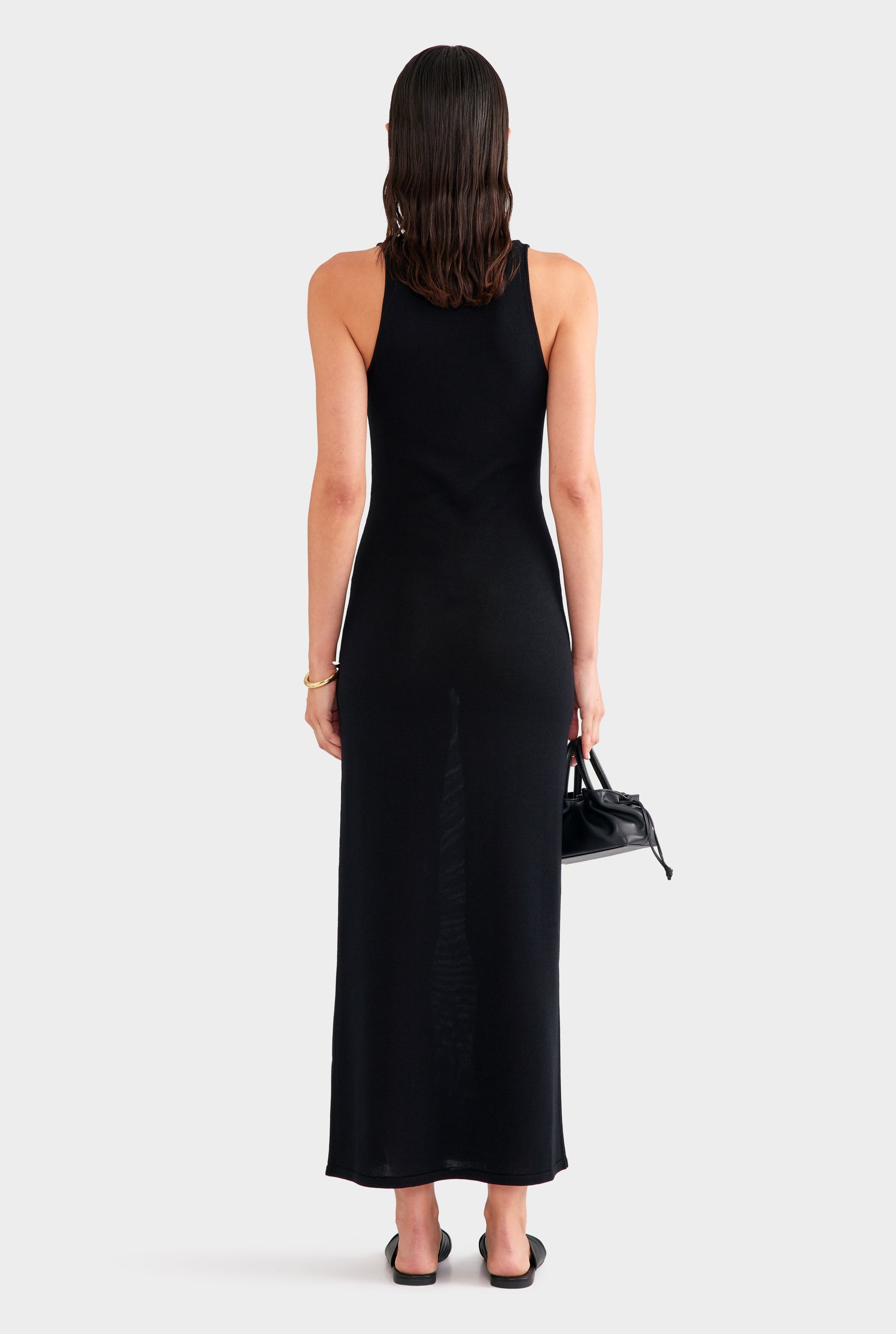 Tencel Silk Knit Tank Dress - Black