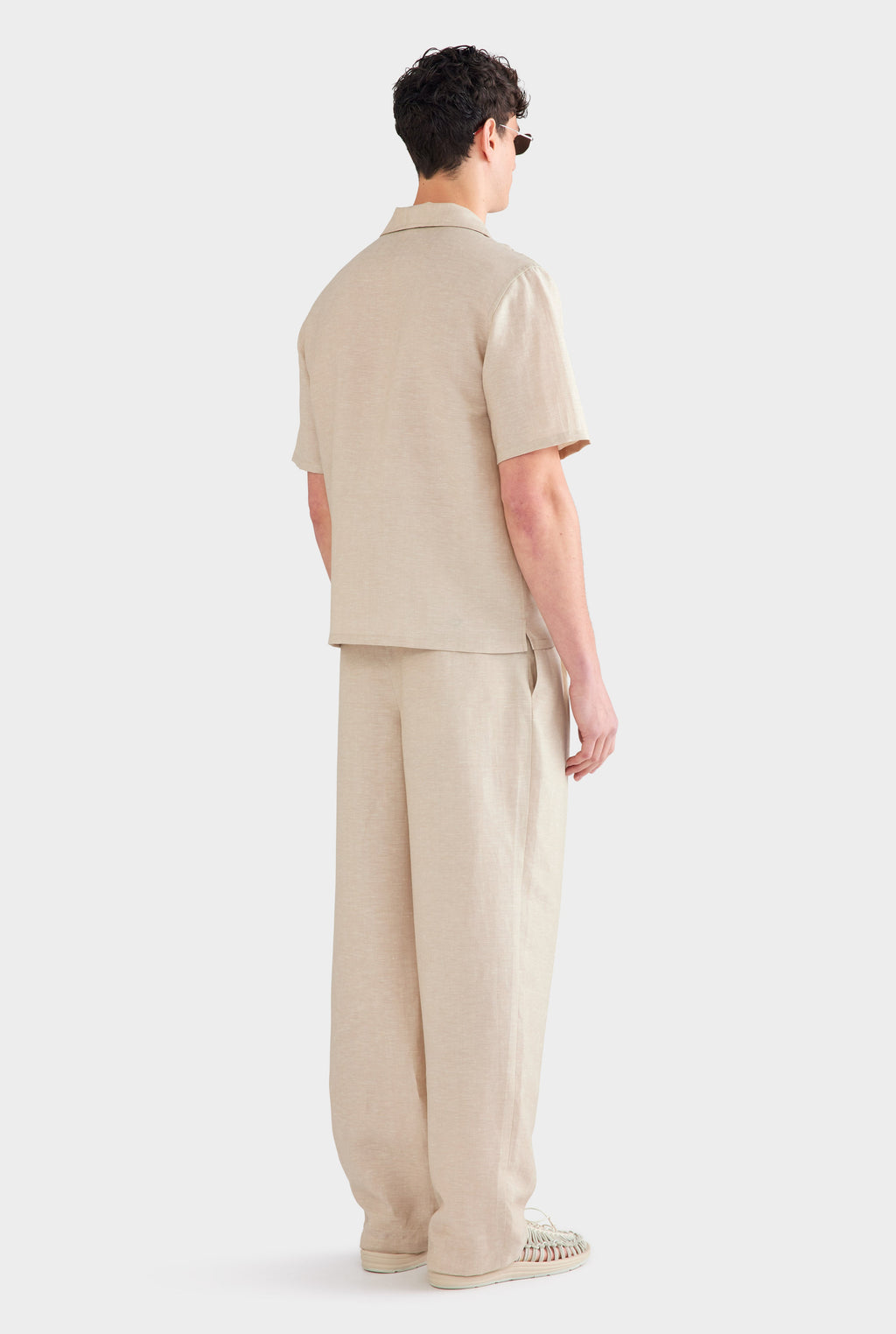 Wool Linen Camp Collar Shirt - Stone
