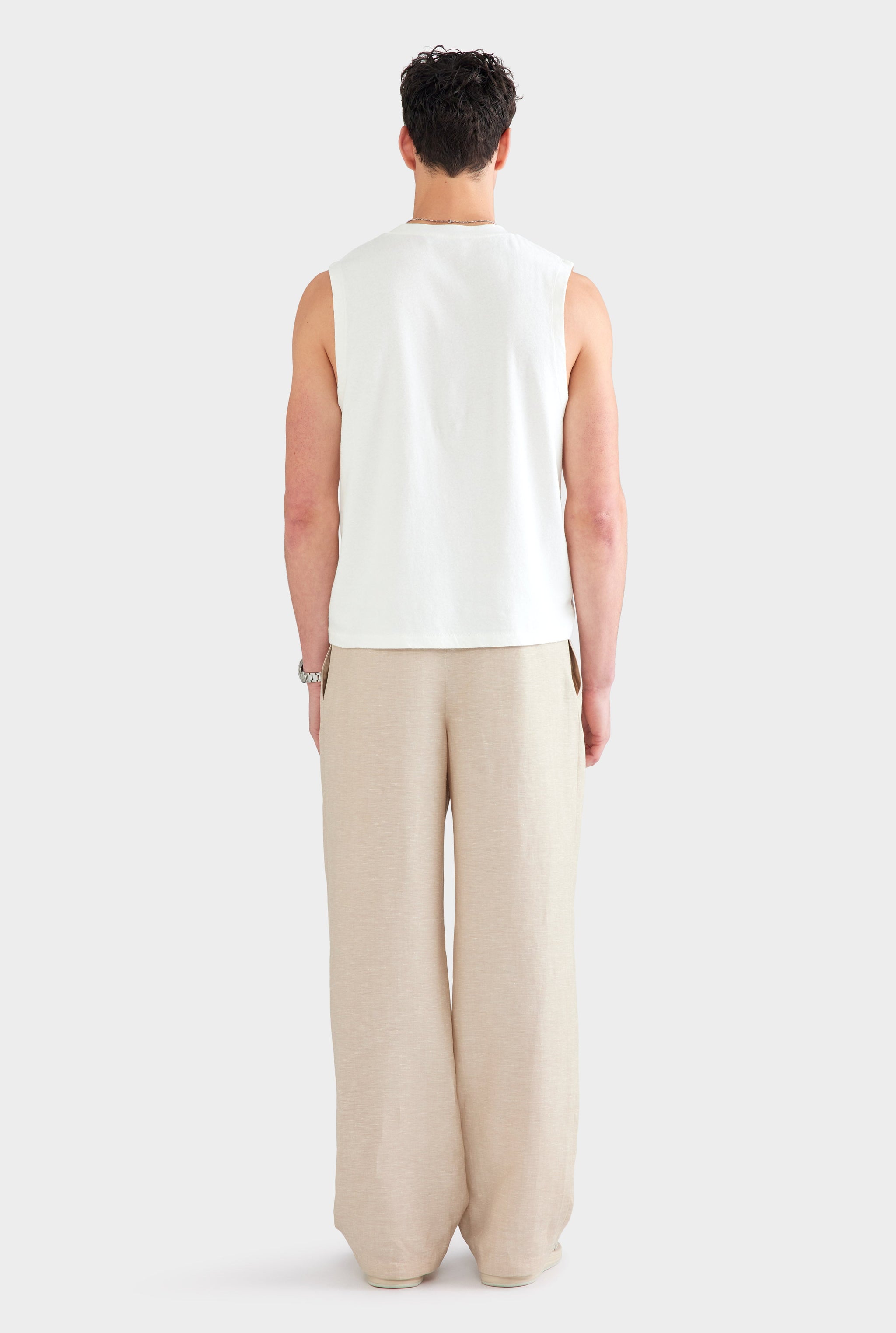 Wool Linen Relaxed Pant - Stone