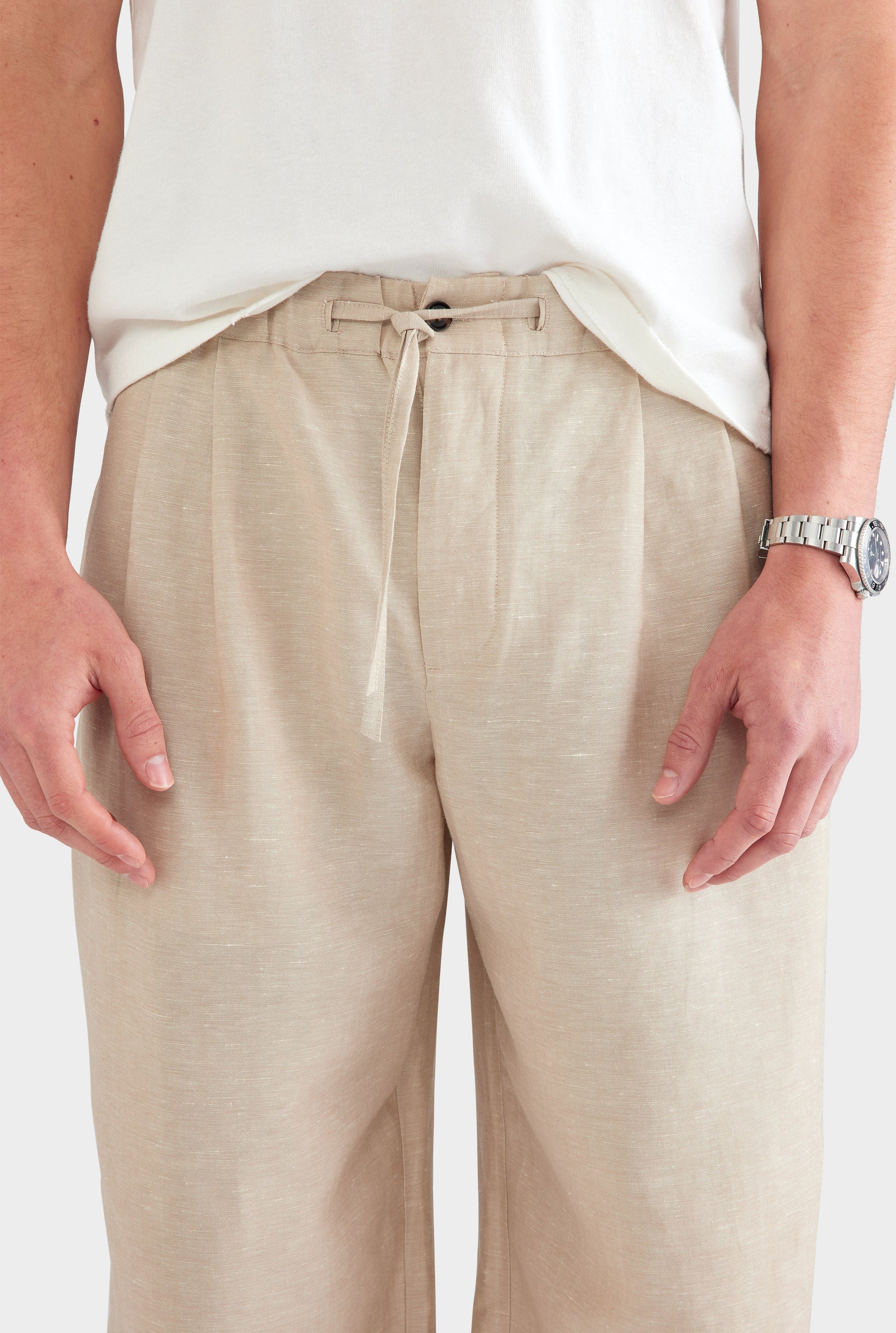 Wool Linen Relaxed Pant - Stone