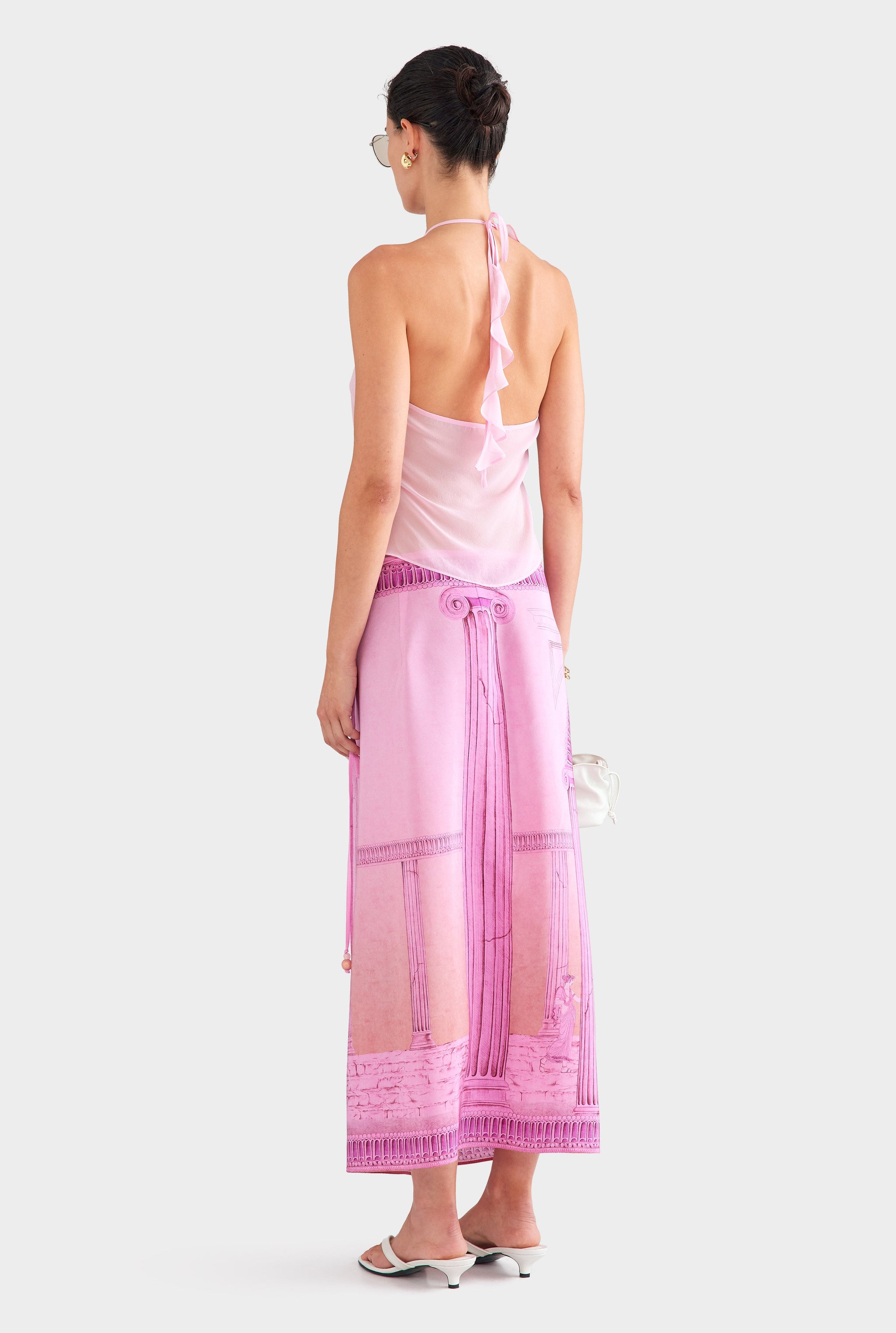 Silk Wrap Skirt - Ancient Greek Pink Sunset