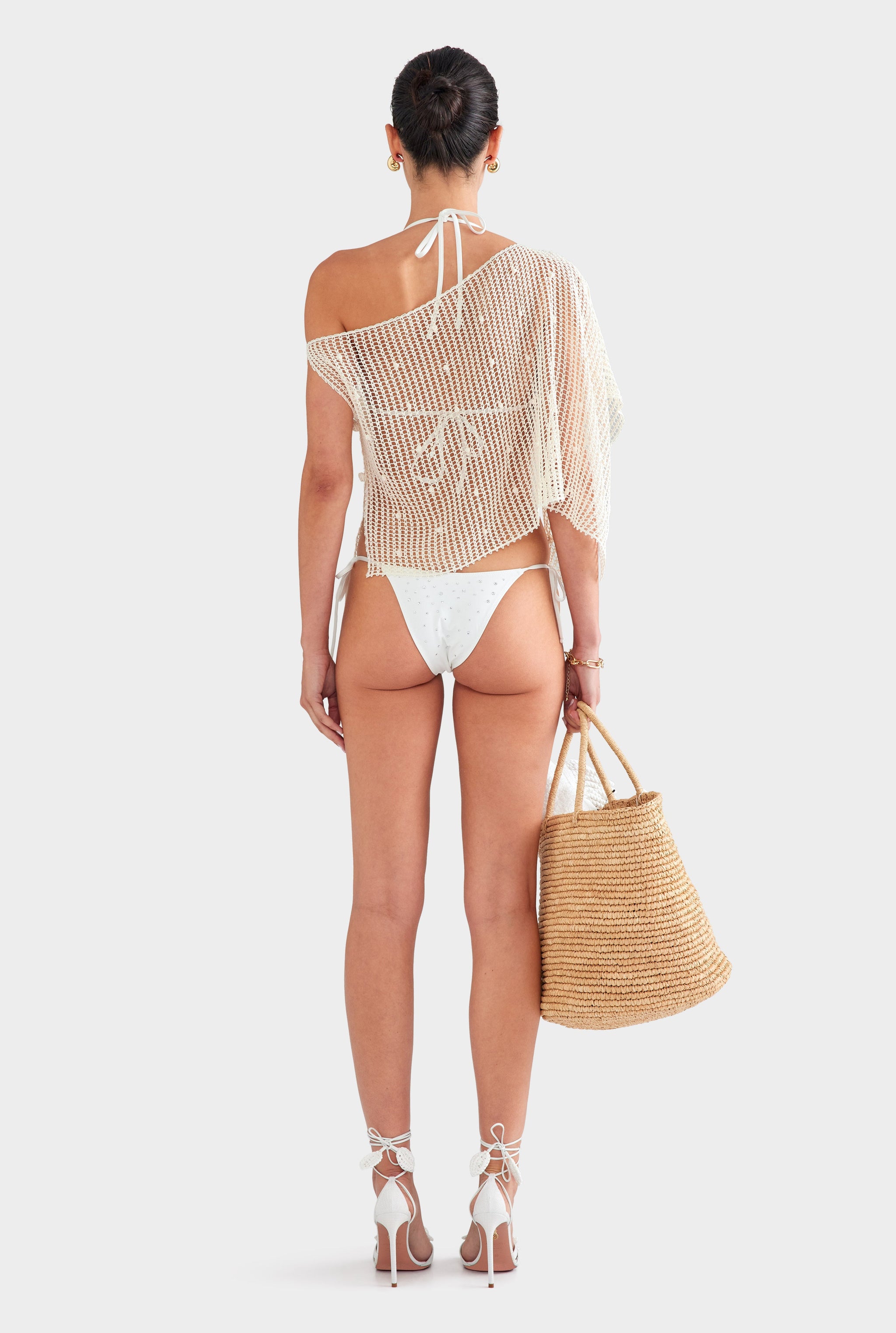 Cord Crochet Poncho - Off White